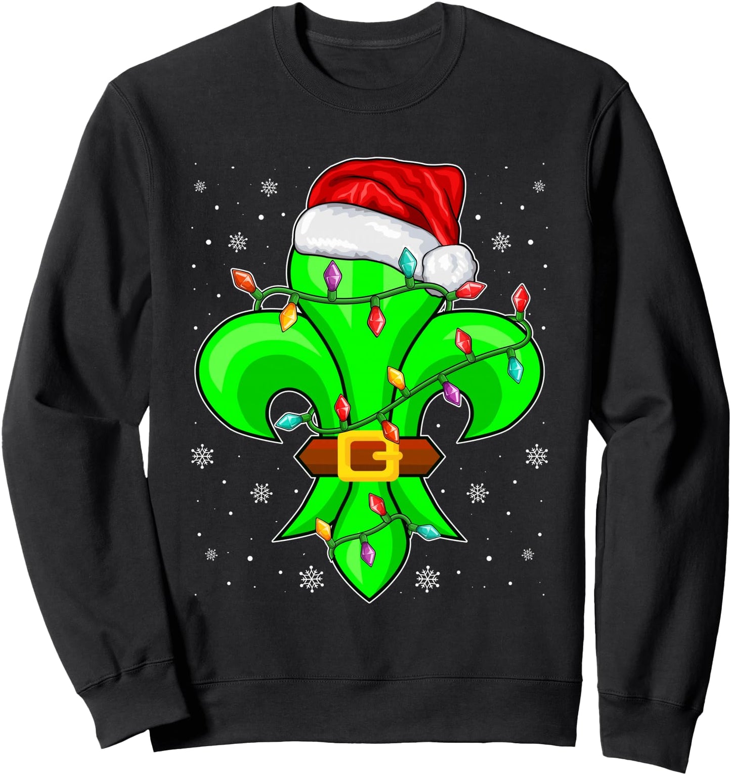 Fleur-De-Lis Louisiana New Orleans Symbol Christmas Santa Sweatshirt