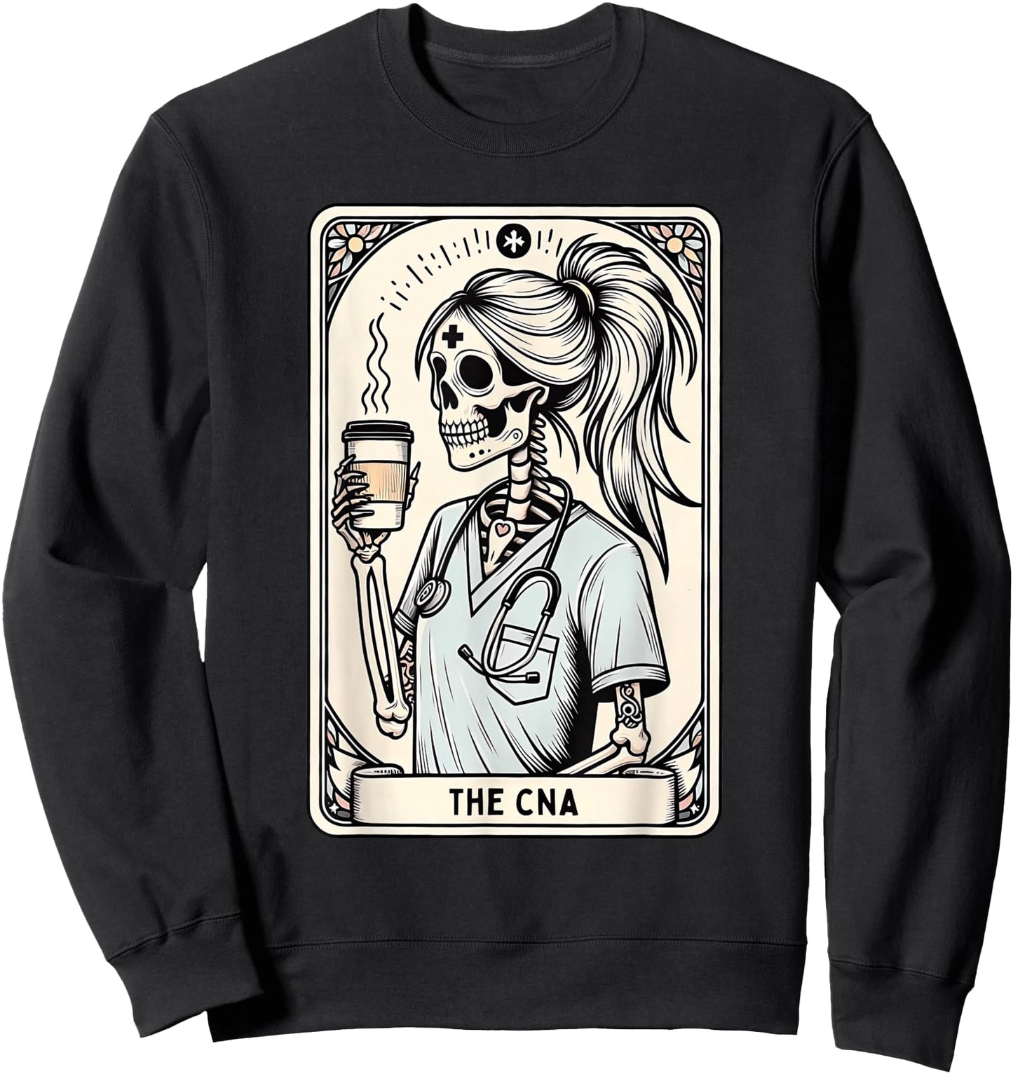 Certified Nurse Assistant Tarot Card Skeleton CNA Halloween Sweatshirt