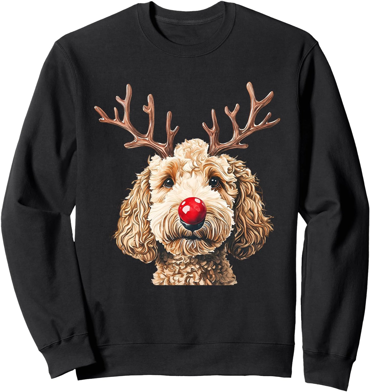 Cute Christmas Dog Goldendoodle Dog Funny Reindeer Xmas Sweatshirt