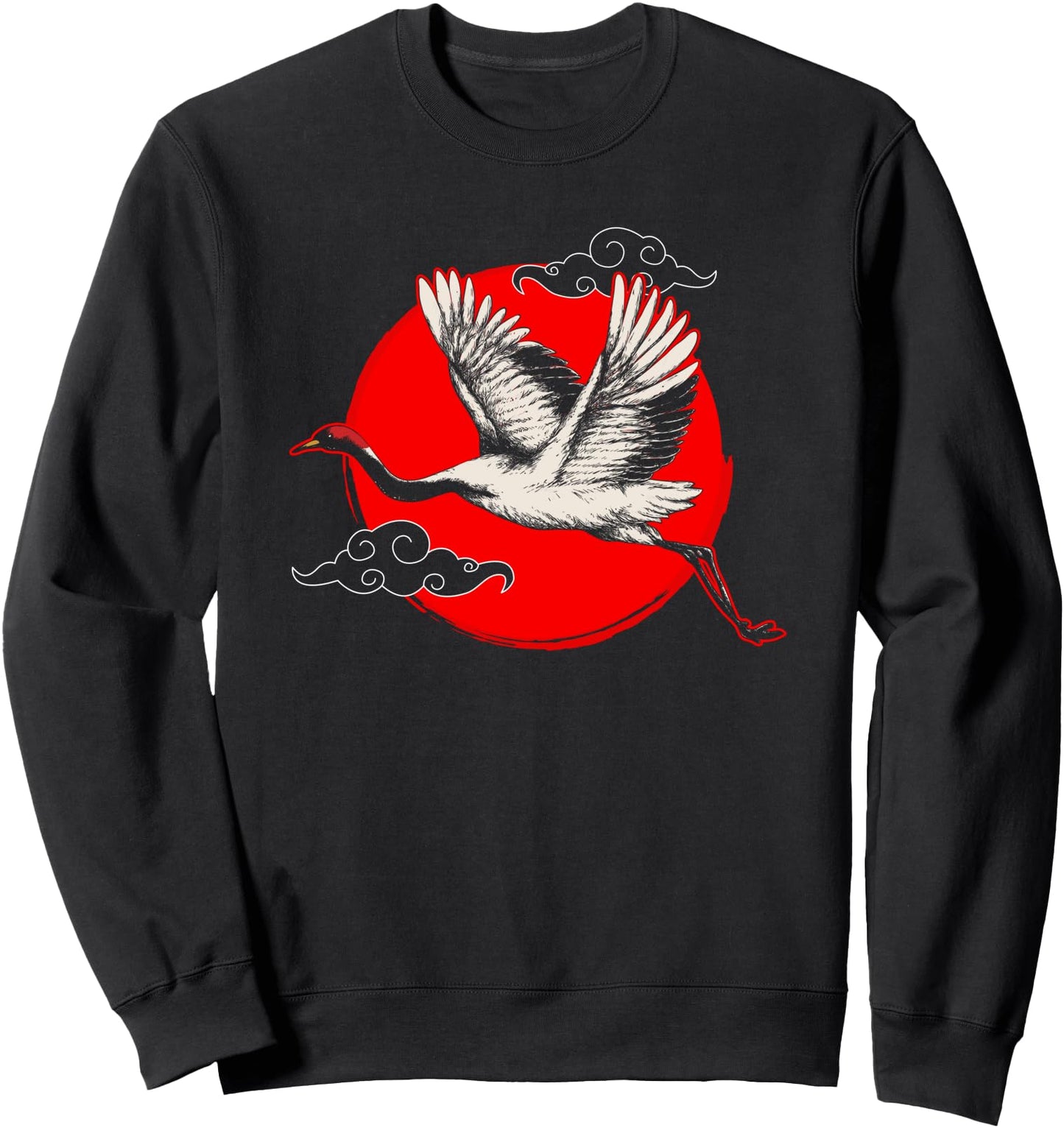 Crane Japanese Bird Retro Japanese Culture Aesthetic Graphic Sweatshirt