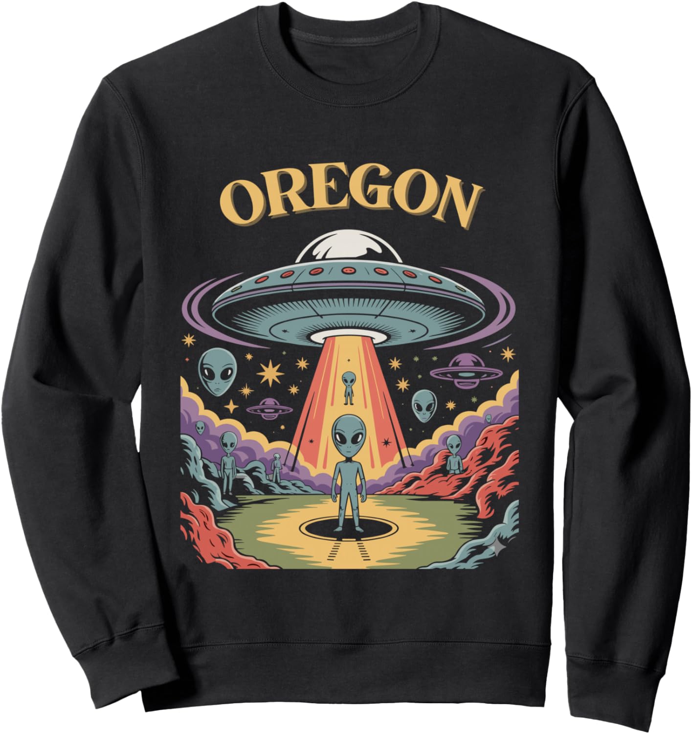 Oregon Alien UFO Abduction Retro Sci-Fi Art Sweatshirt