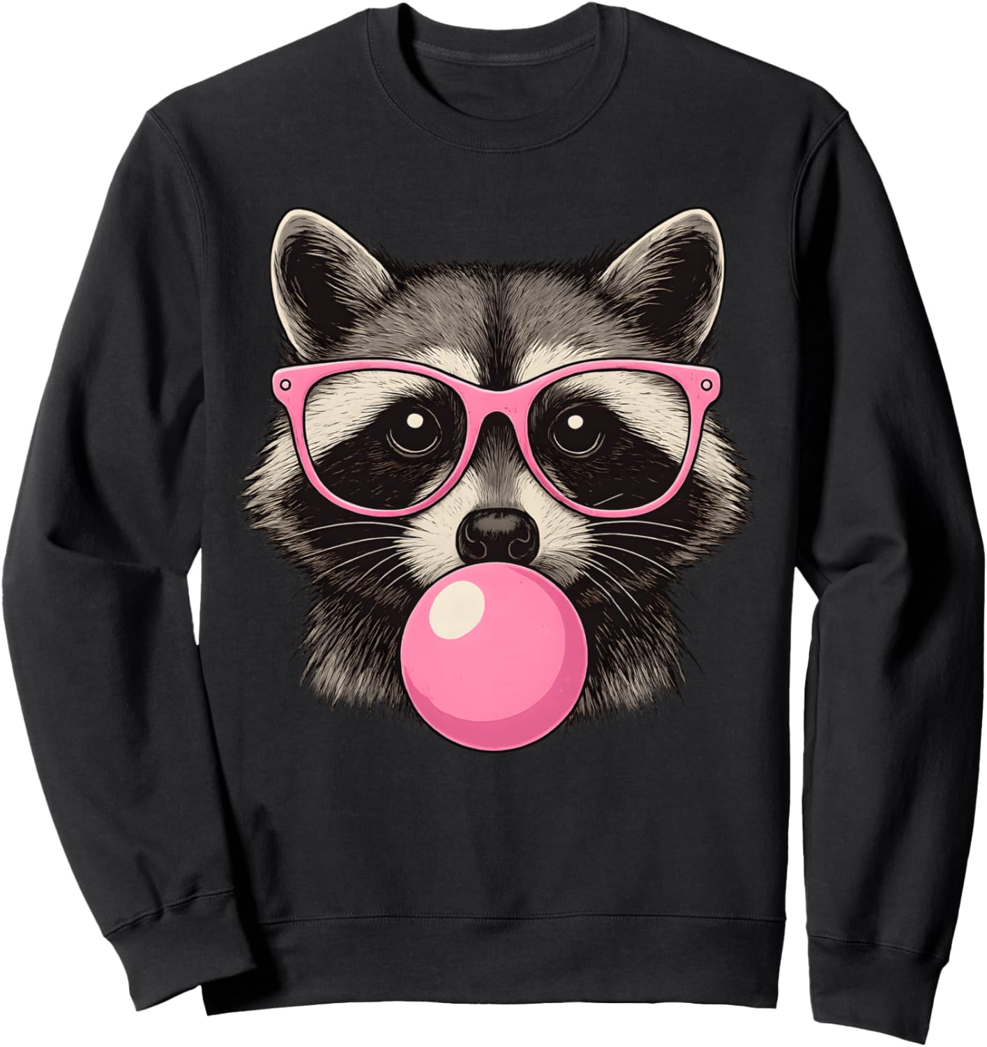 Cool Raccoon With Glasses And Bubblegum Cute Raccoon Sweatshirt