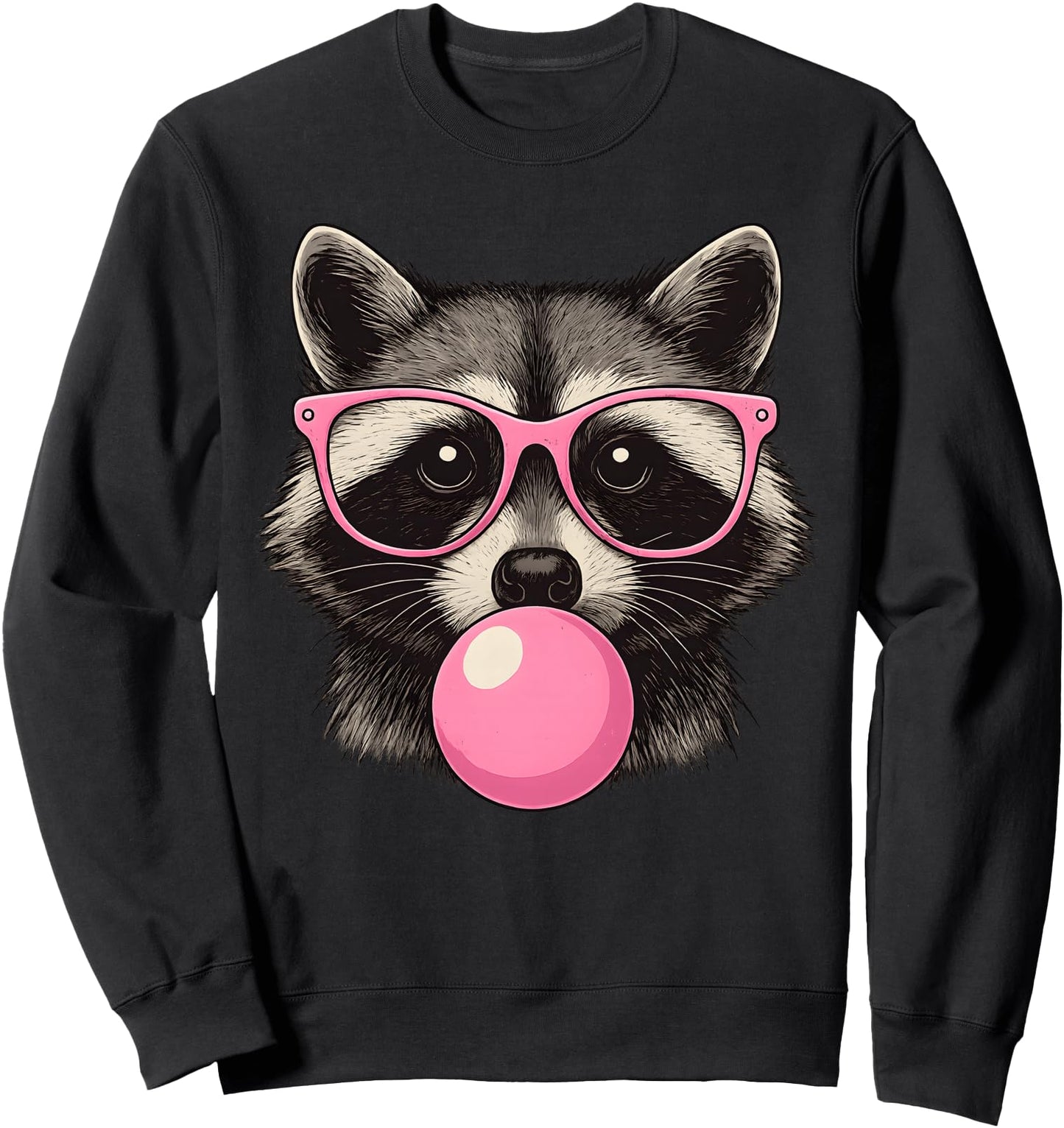 Cool Raccoon With Glasses And Bubblegum Cute Raccoon Sweatshirt