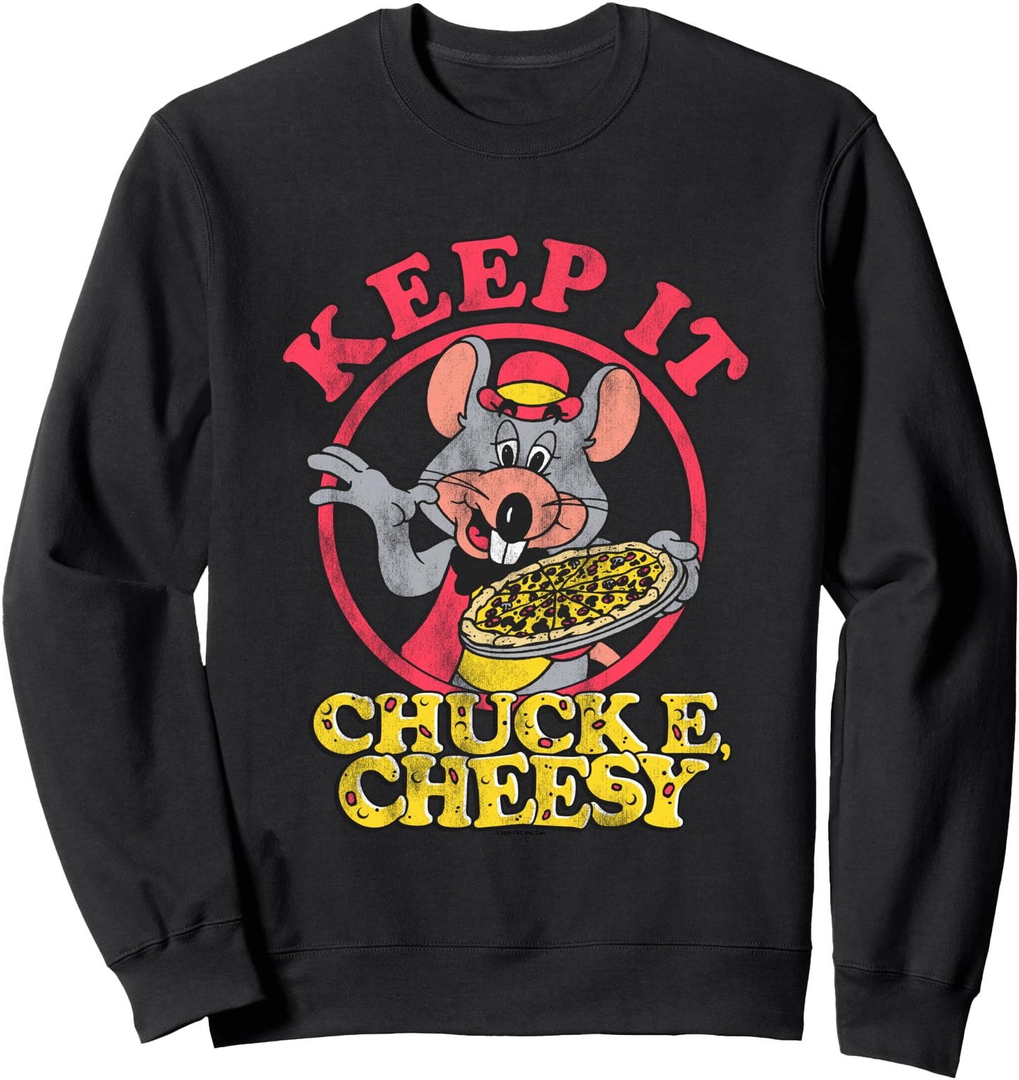 Chuck E. Cheese Keep It Cheesy Distressed Big Chest Logo Sweatshirt