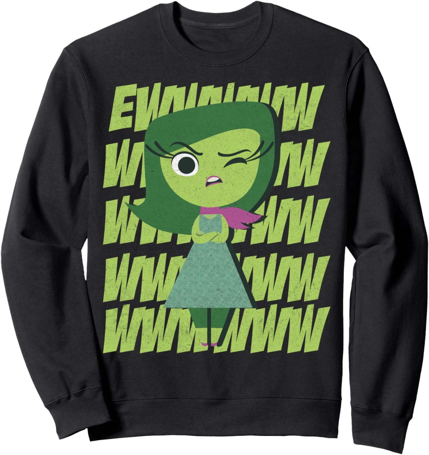 Disney Pixar Inside Out Disgust Ewww Retro Text Stack Sweatshirt