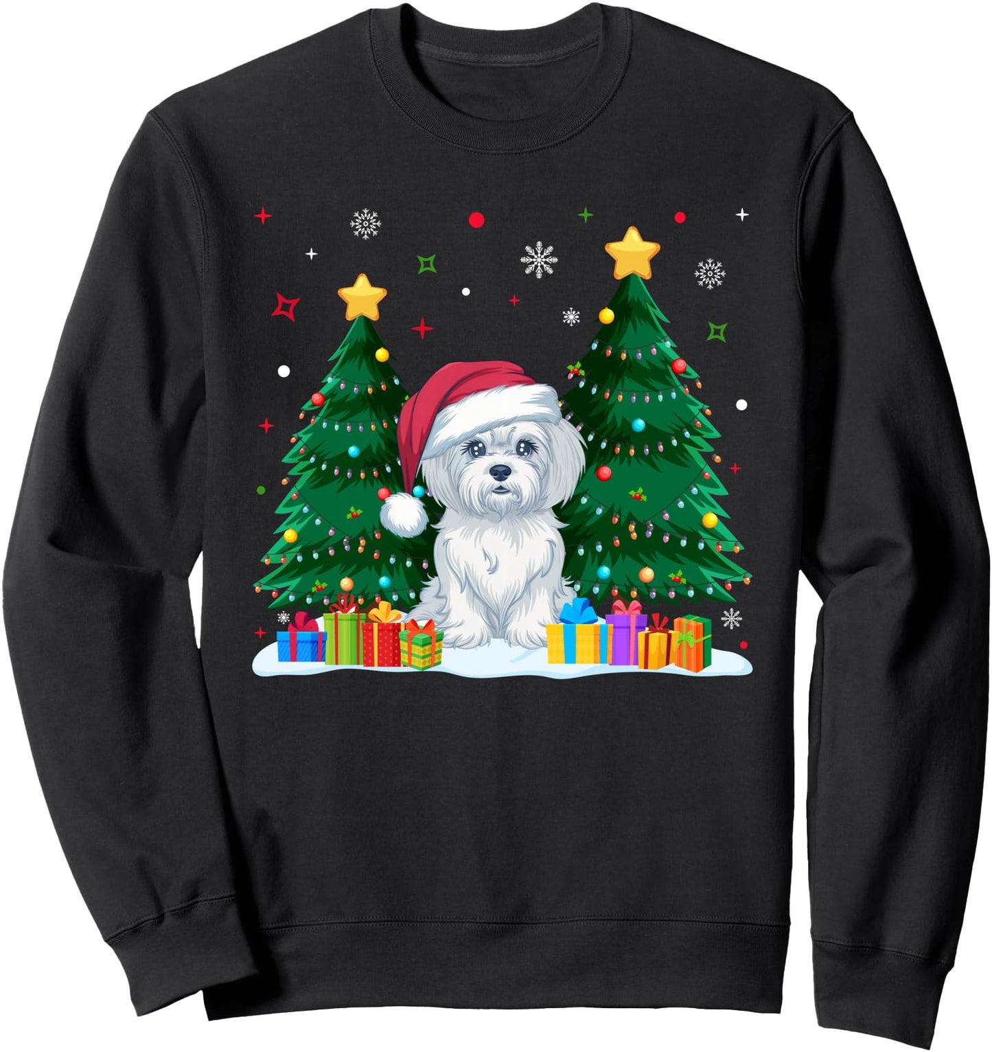 Maltese Dog Lovers Santa Hat Ugly Christmas Sweater Sweatshirt