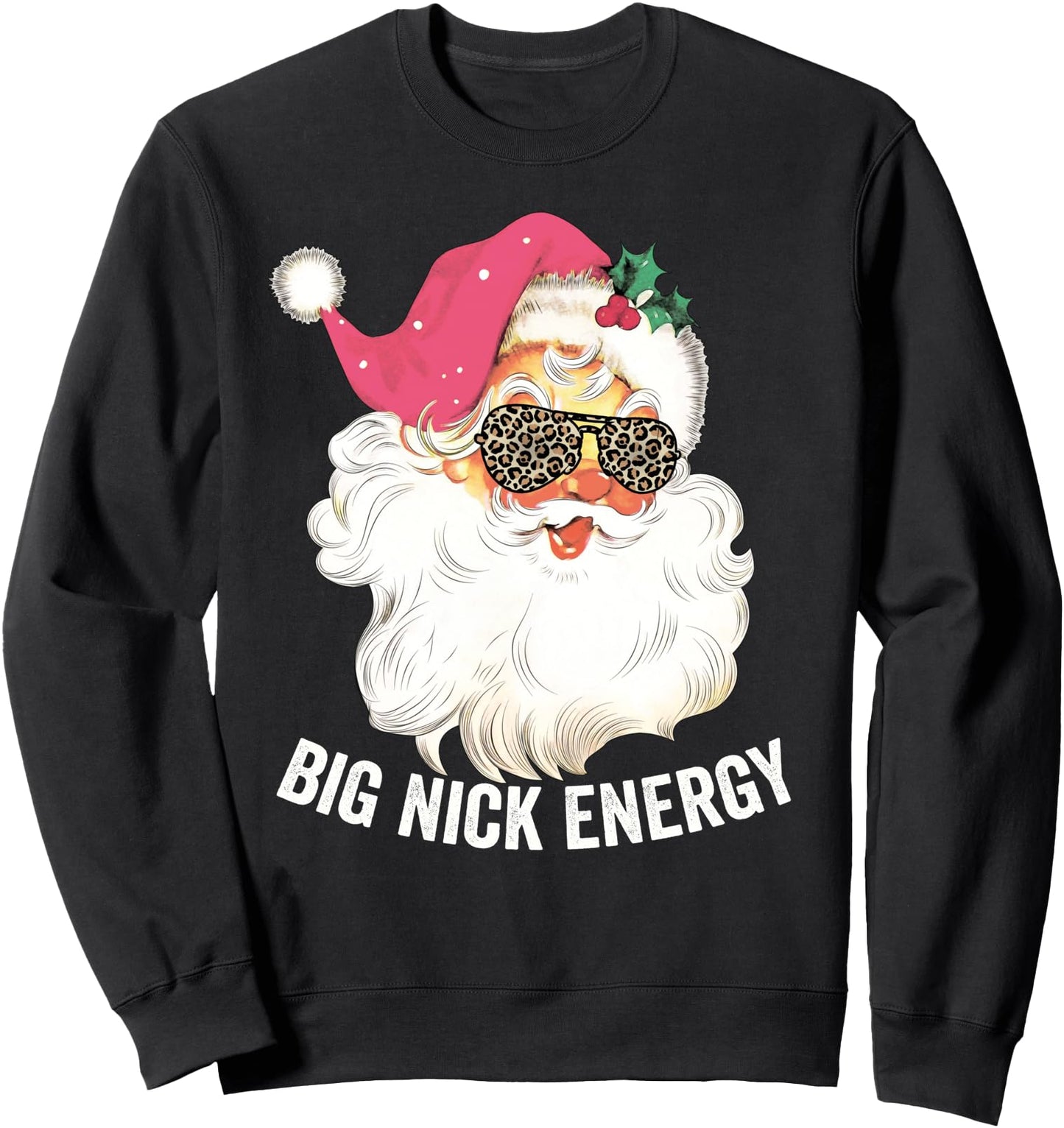 Big Nick Energy Christmas Xmas Pink Santa Retro Sweatshirt