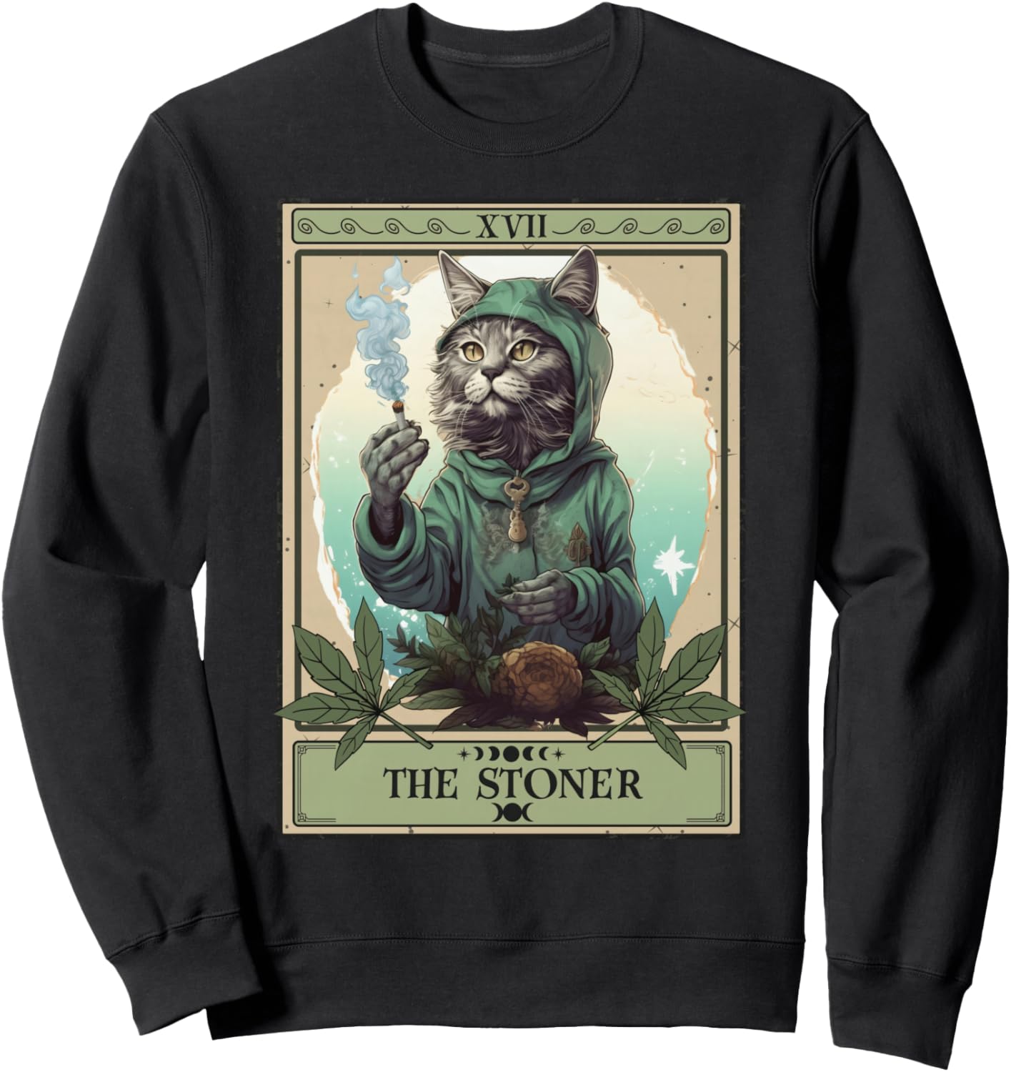 The Stoner Cat Tarot Card | Cannabis Weed Lover Marijuana Sweatshirt