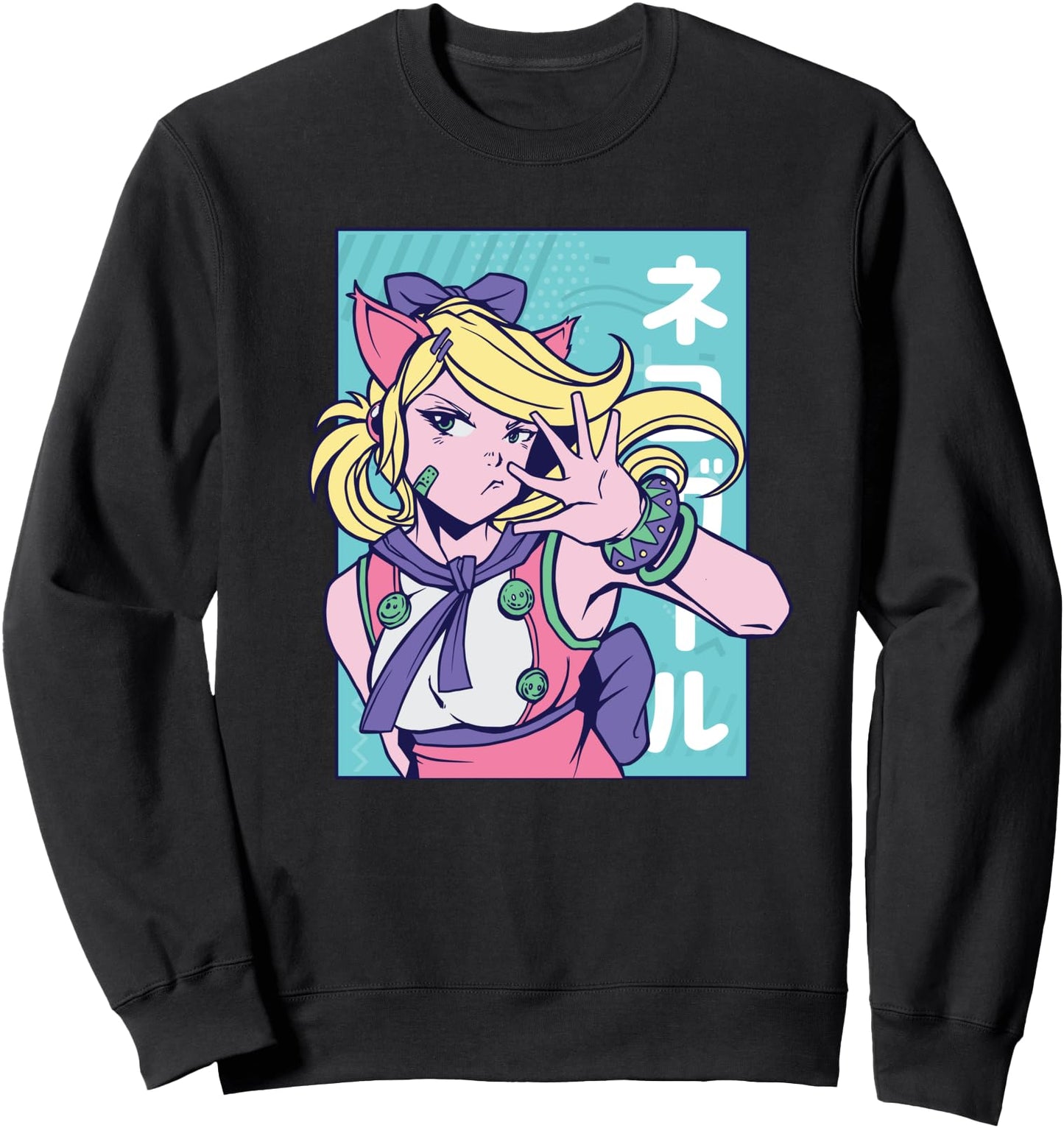 Cute Anime Girl Japanese Blonde Bandage on Face Sweatshirt