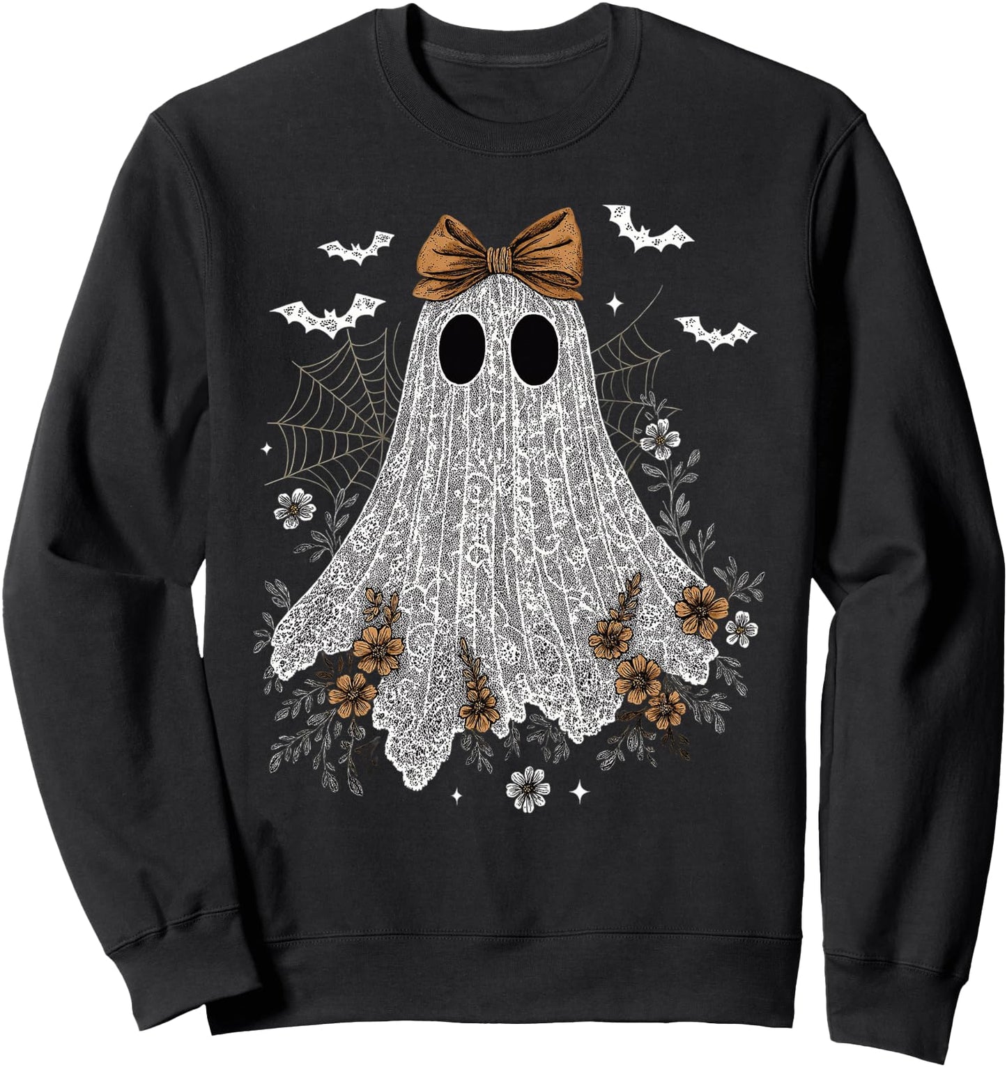Cute Halloween Ghost Bow Lace Floral Spooky Season Gothic Sweatshirt