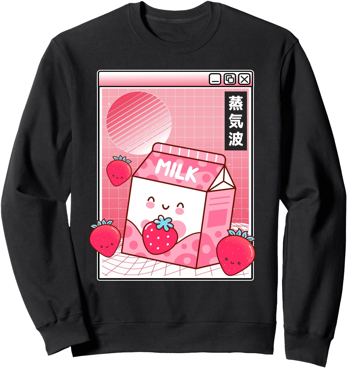 Otaku Pastel Goth Pink Retro Japanese Kawaii Strawberry Milk Sweatshirt
