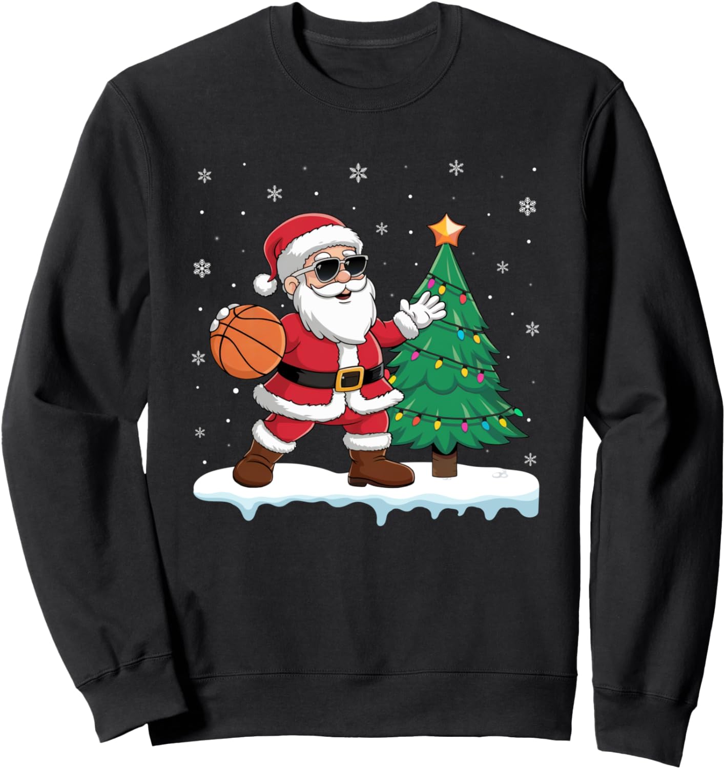 Santa Claus Basketball Boys Girls Kids Xmas Tree Basketball Sweatshirt