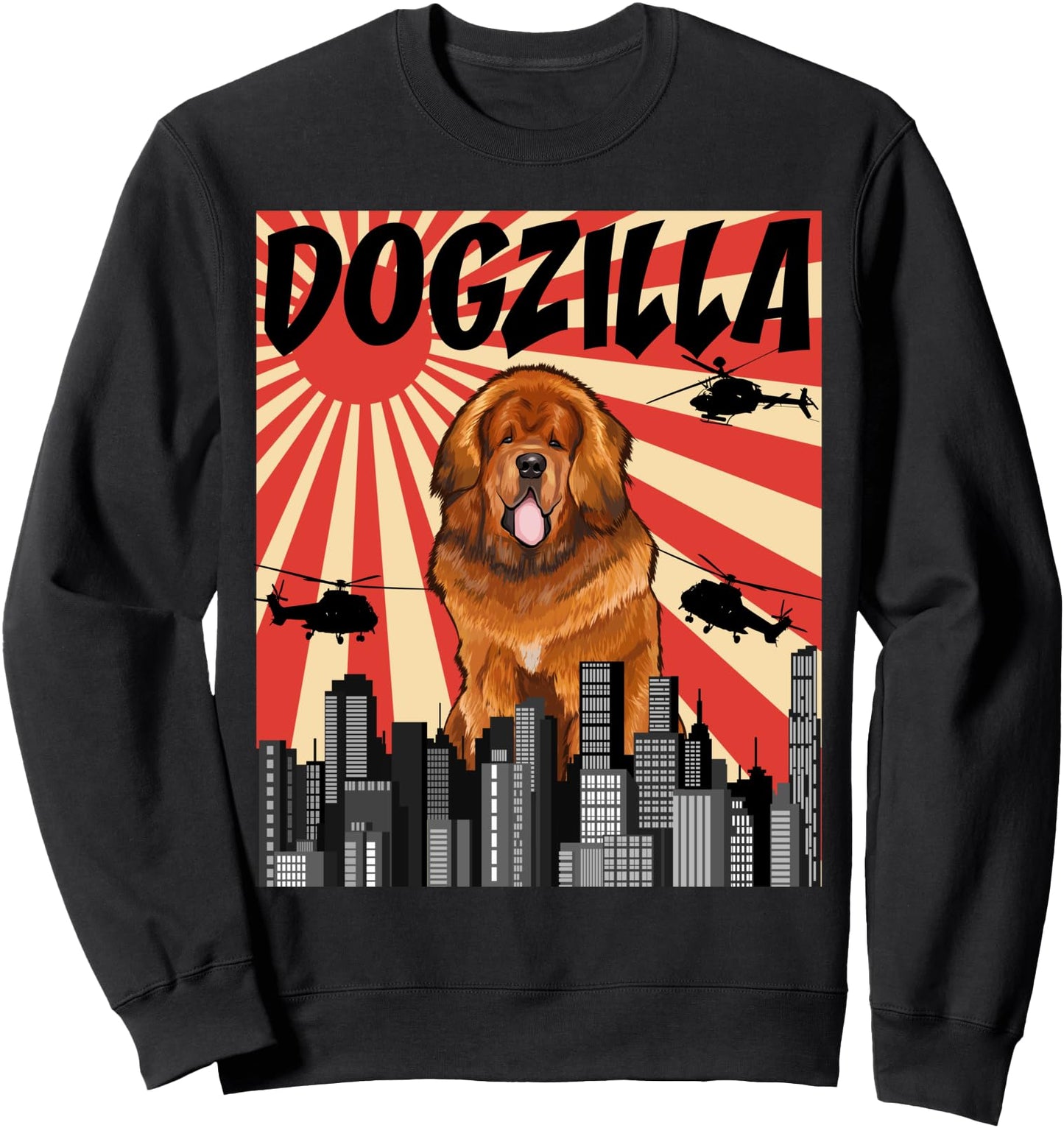 Funny Retro Japanese Dogzilla Tibetan Mastiff Sweatshirt