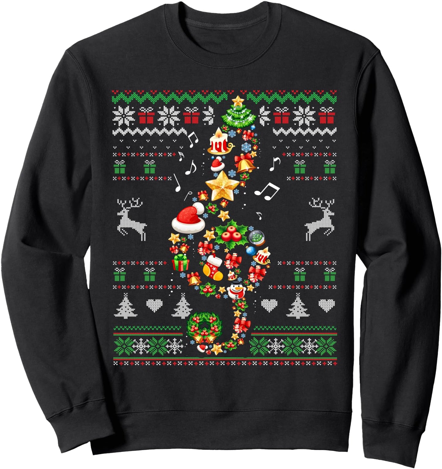 Music Note Christmas Ugly Sweater Musical Teacher Sing Carol Sweatshirt