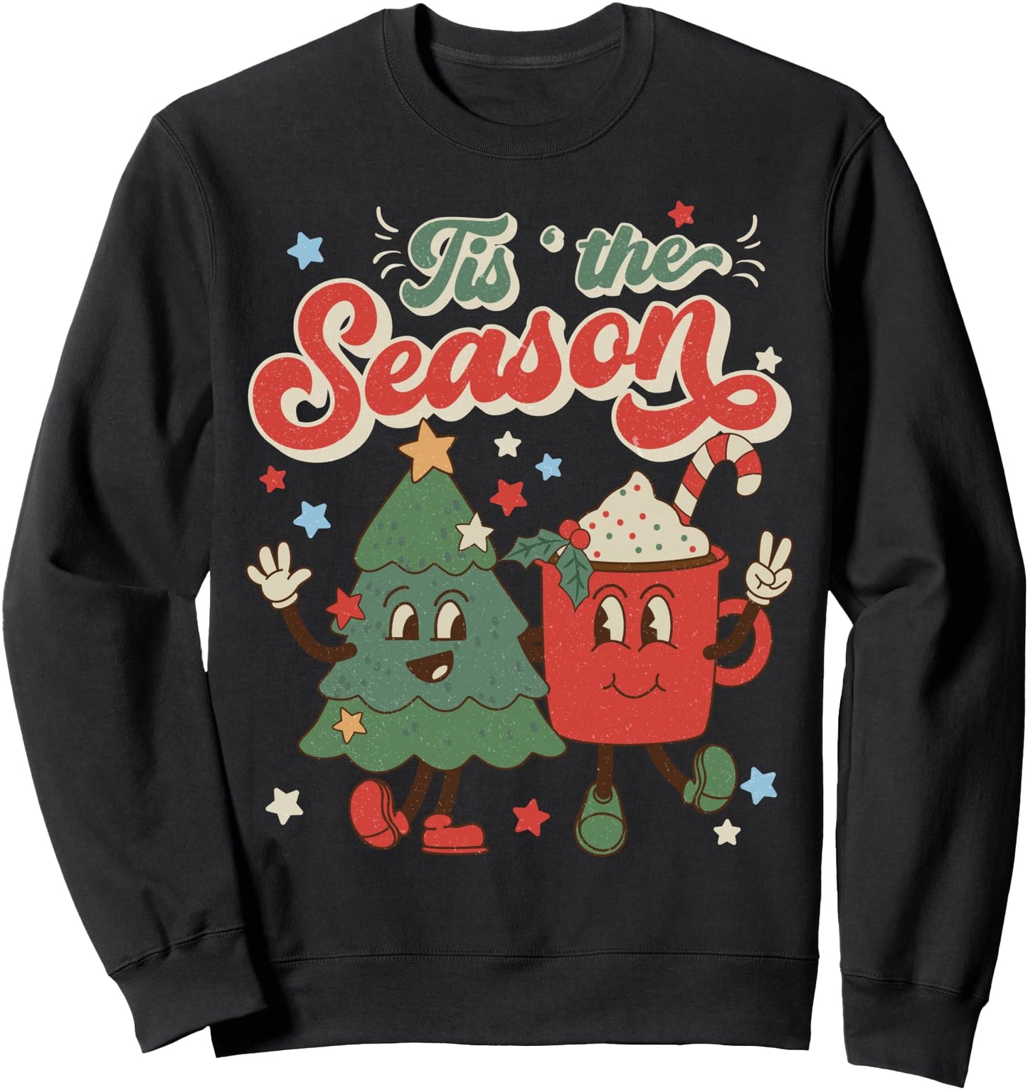 Vintage Christmas Tis The Season Christmas Tree Coffee Latte Sweatshirt