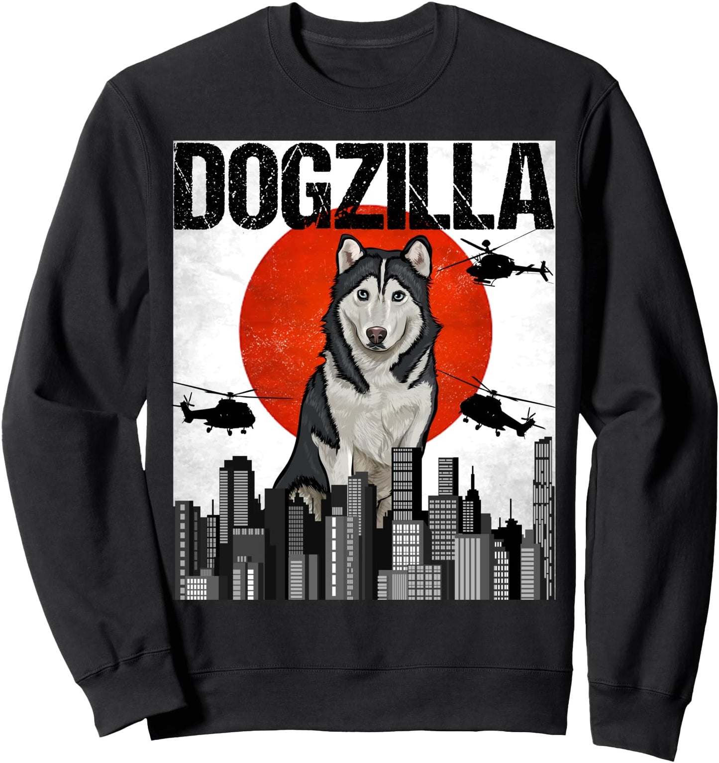 Funny Vintage Japanese Dogzilla Siberian Husky Sweatshirt