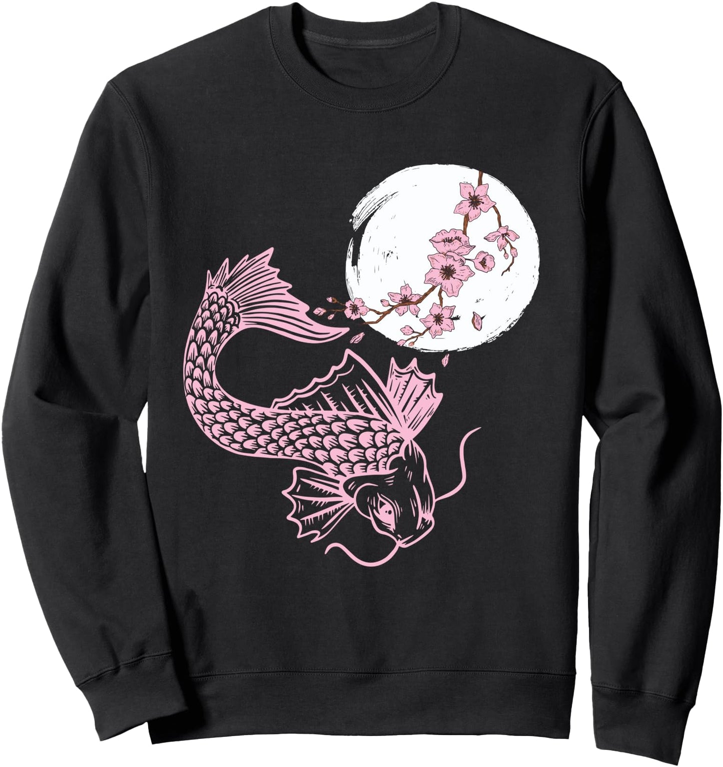 Koi Full Moon Flower Cherry Blossom Japanese Koi Carp Sweatshirt