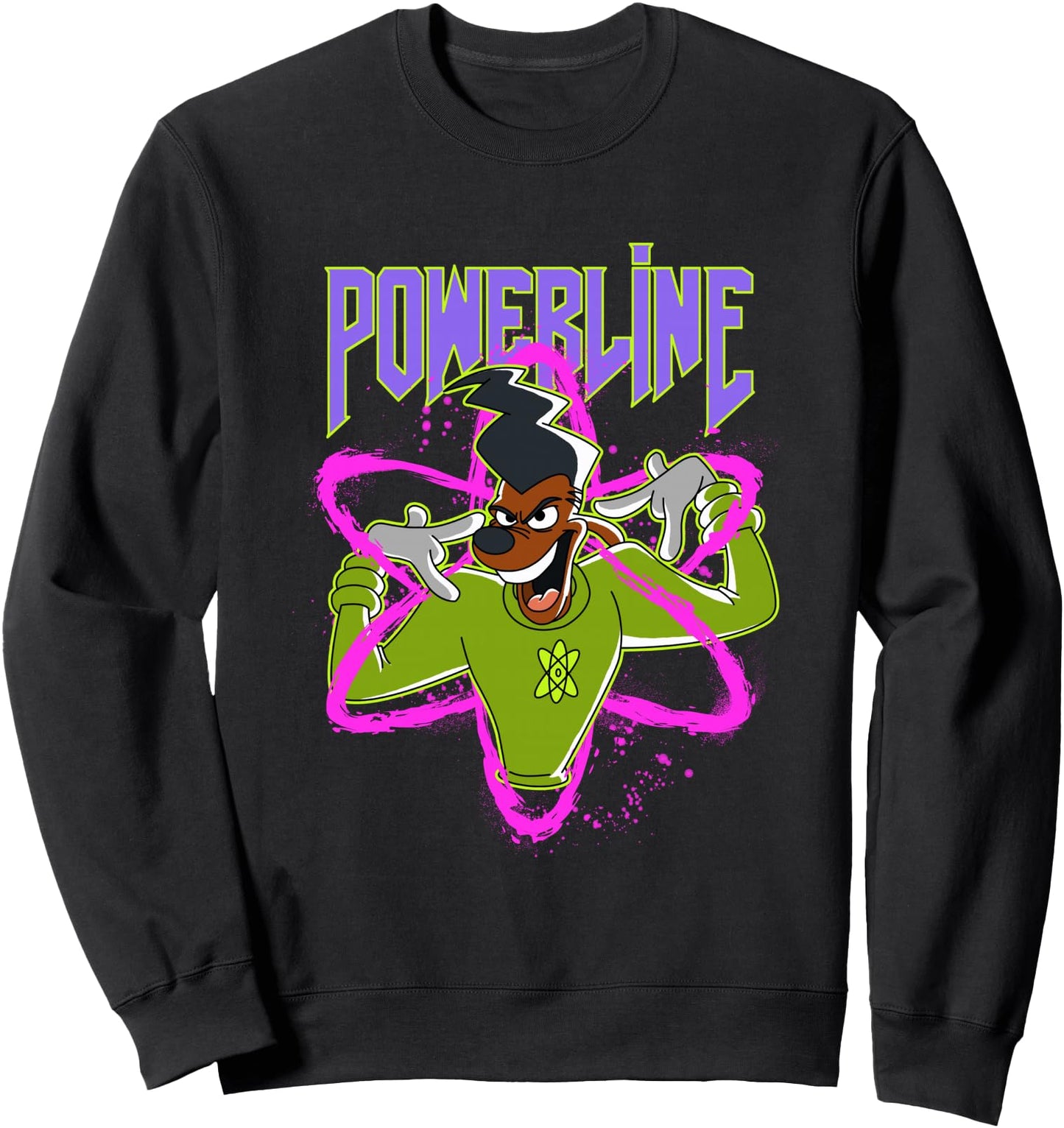 Disney A Goofy Movie Powerline Neon Big Chest Portrait Sweatshirt