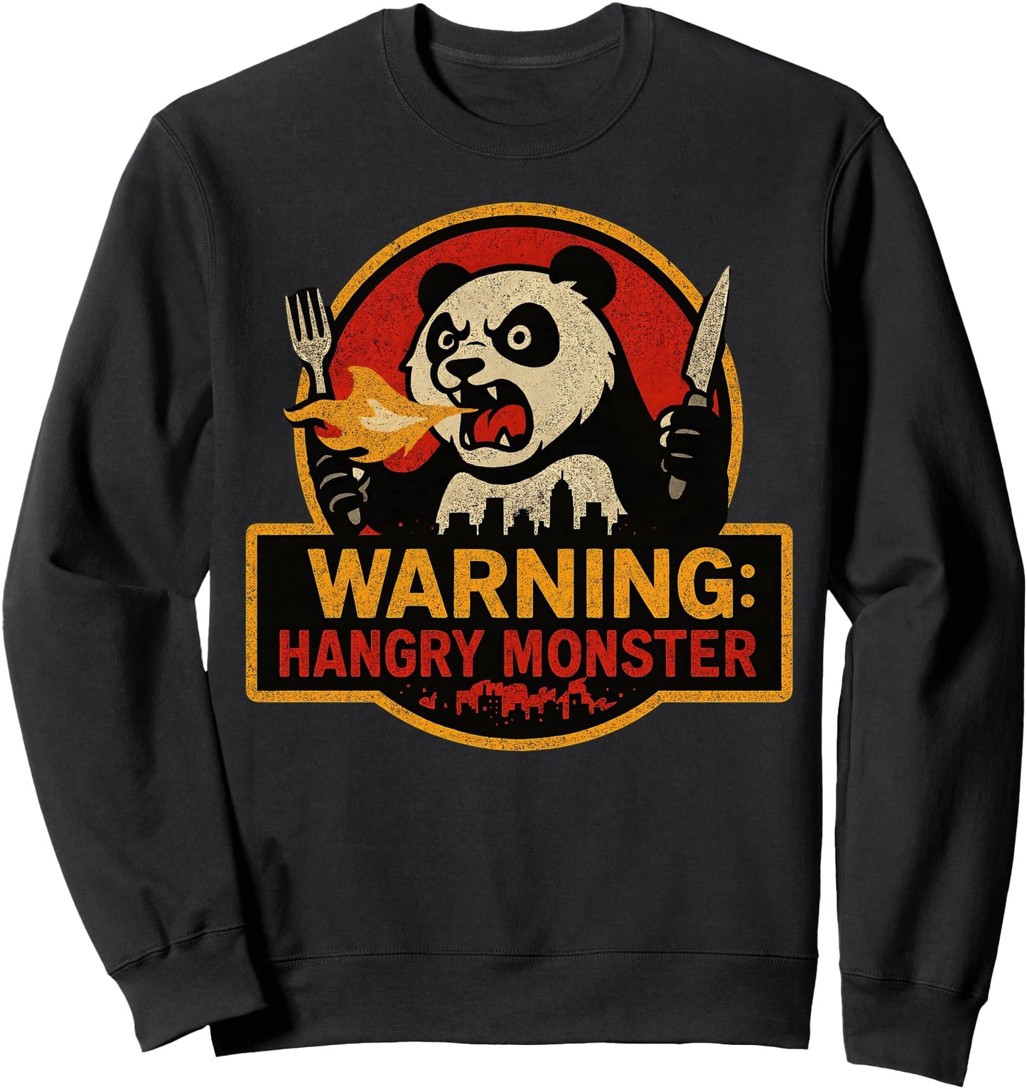 Hangry Monster Funny Japanese Panda Graphic Sweatshirt