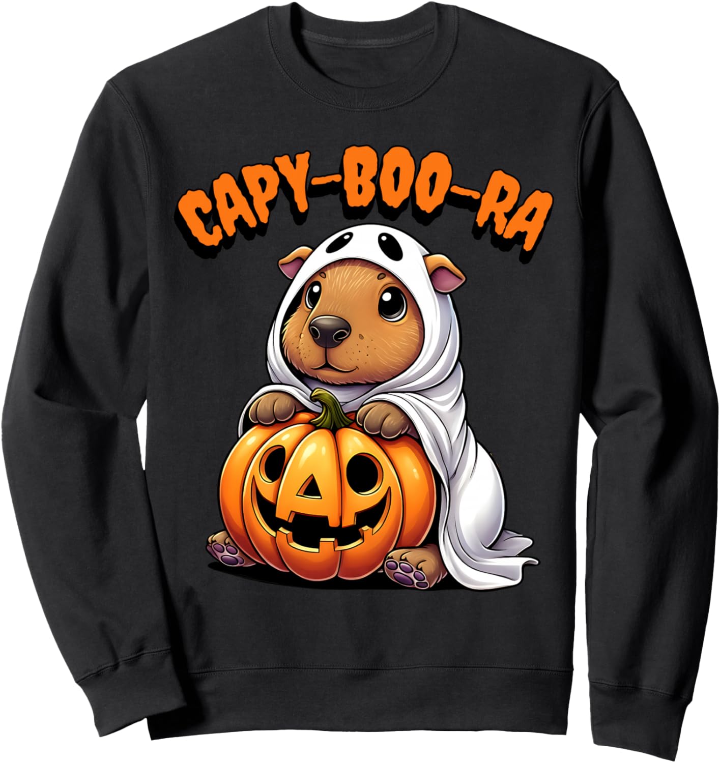 Funny Capy-Boo-Ra Halloween Kids Women Men Capybara Ghost Sweatshirt