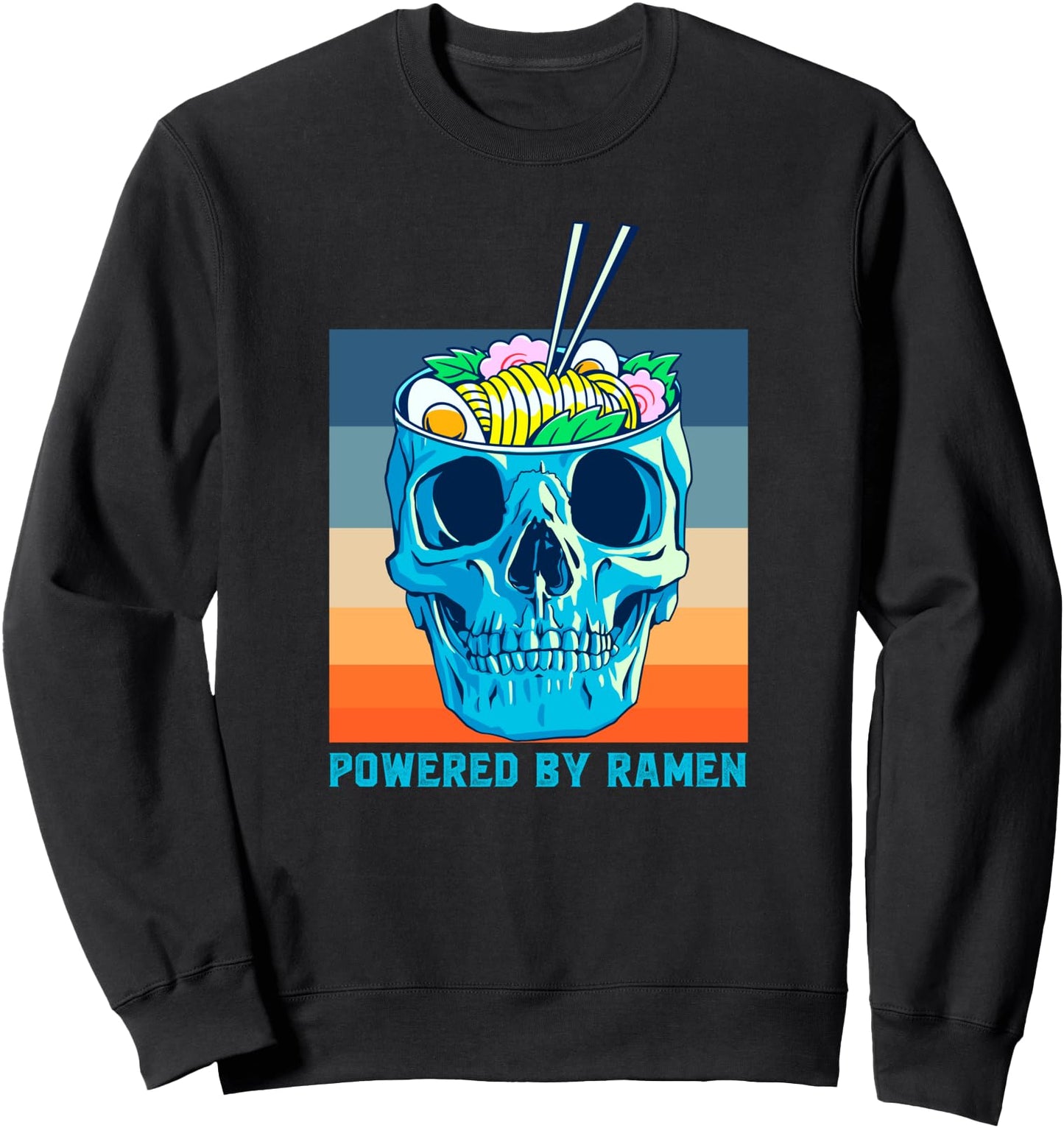 Powered By Ramen Vintage Japanese Noodle Skull Sweatshirt