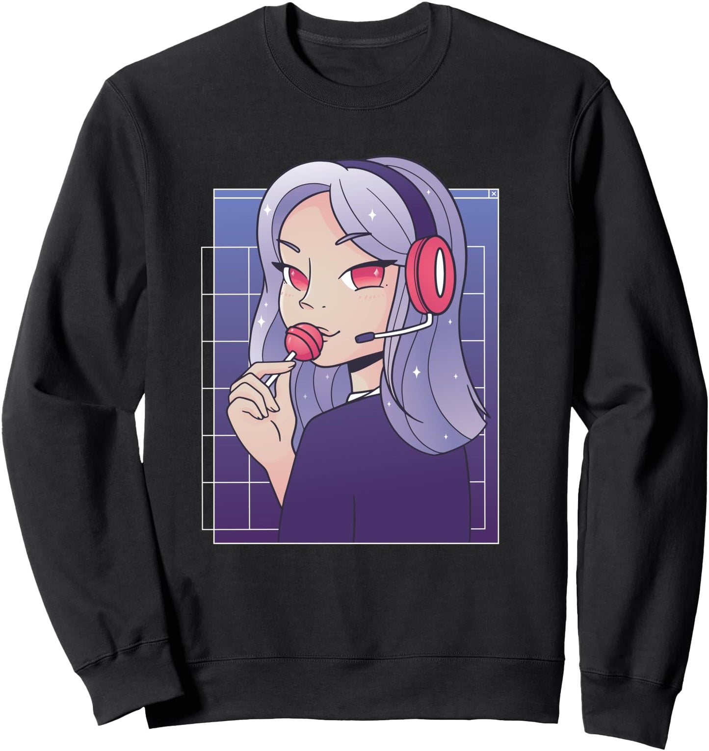 Vaporwave Anime Chick Lollypop Aesthetic Japanese Kawaii Sweatshirt