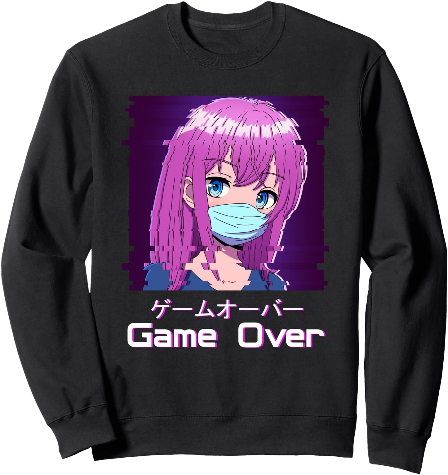 Game Over Japanese Vaporwave Aesthetic Anime Girl Sweatshirt