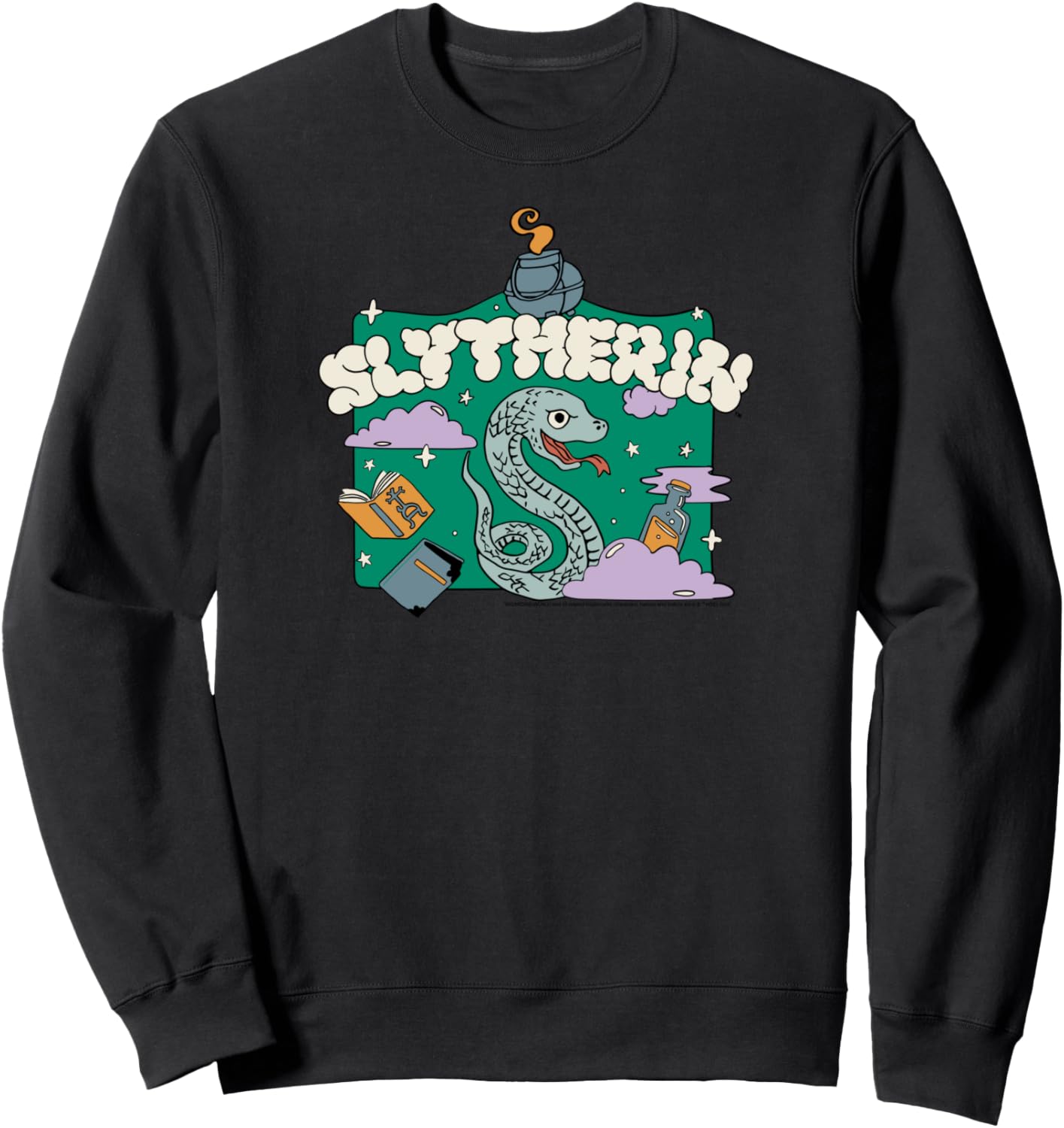 Amazon Essentials Harry Potter Hogwarts Slytherin House Cartoon Scene Sweatshirt