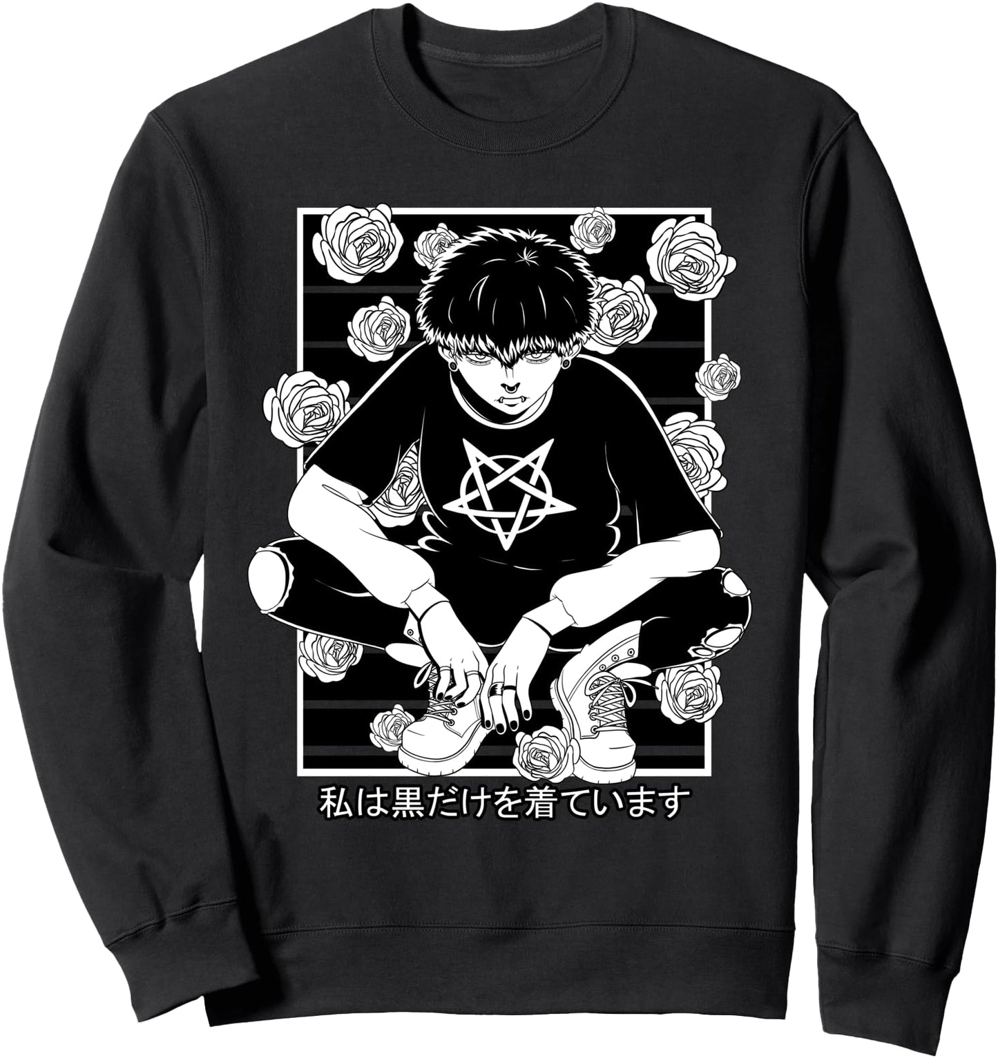 Goth Anime Boy Gothic Japanese Aesthetic Vaporware Sweatshirt