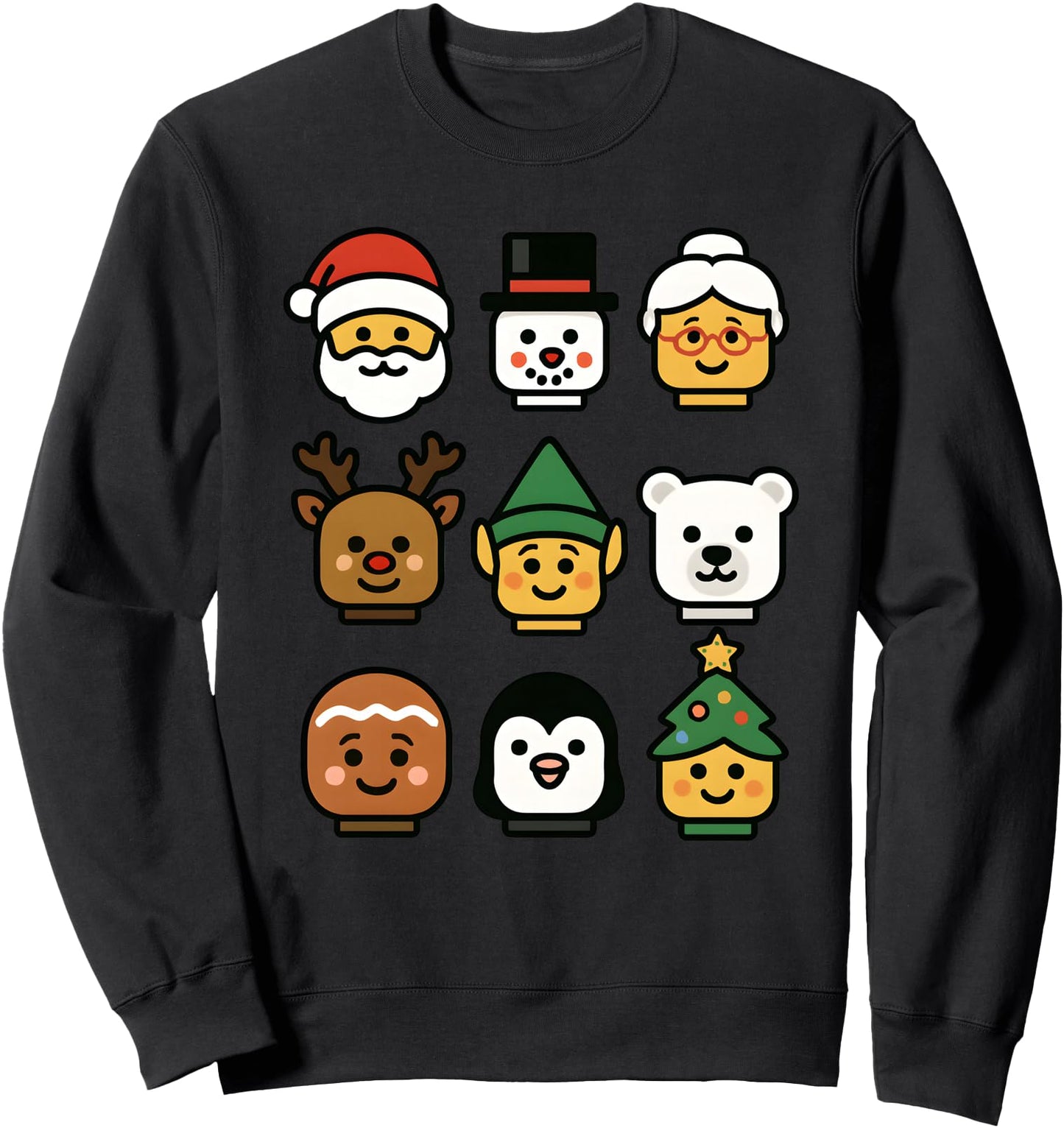 Christmas Building Brick Head Santa Elf Xmas Boys Youth Sweatshirt