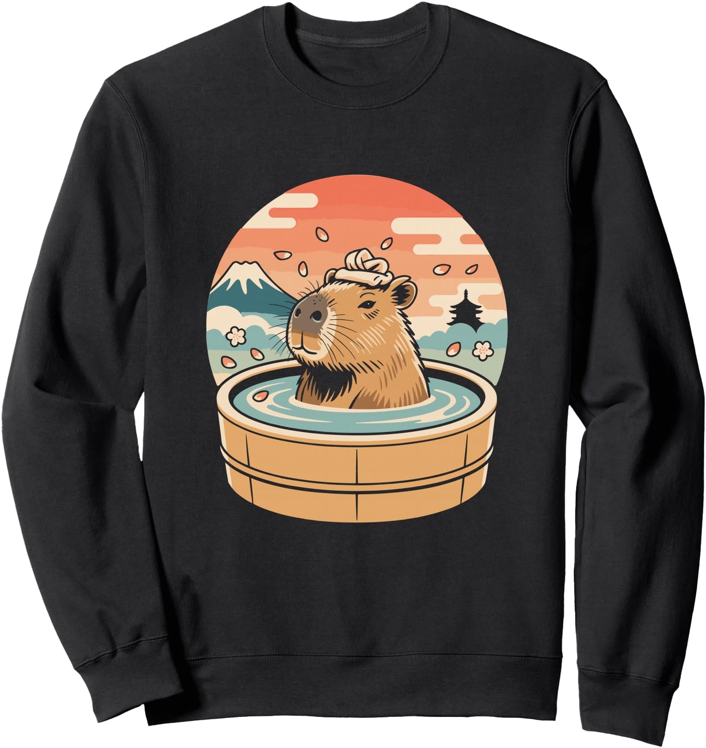 Capybara Relaxing Onsen Japanese Graphic Sweatshirt
