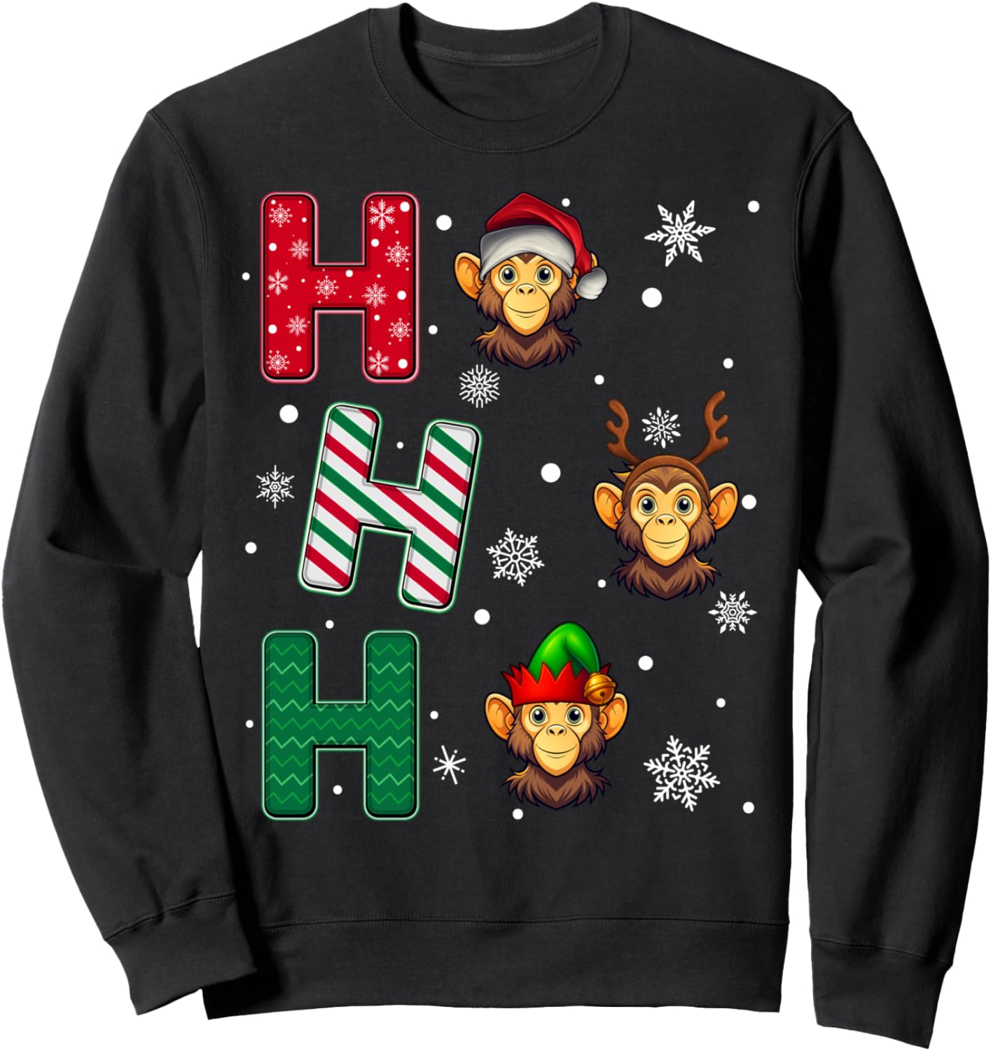 Ho Ho Ho Monkey Animal Christmas Santa Elf Xmas Sweatshirt
