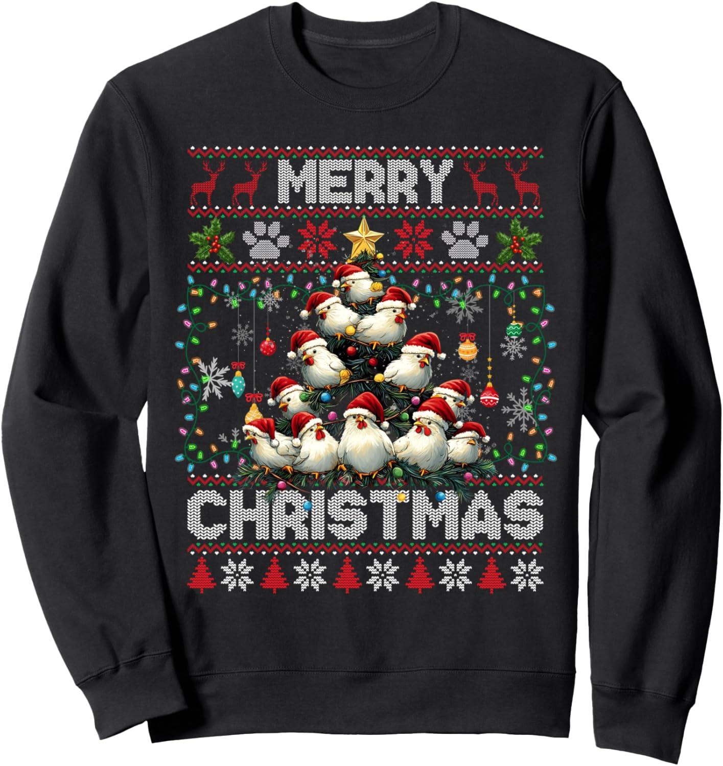 Chickens Christmas Tree Chickens Lover Xmas Ugly Sweater Sweatshirt