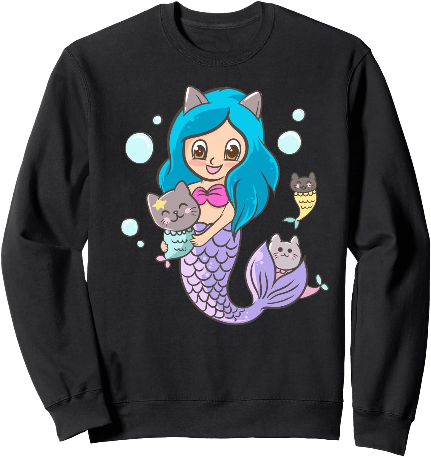 Mermaid Kitten Cats - Cute Kawaii Anime Japanese Sweatshirt