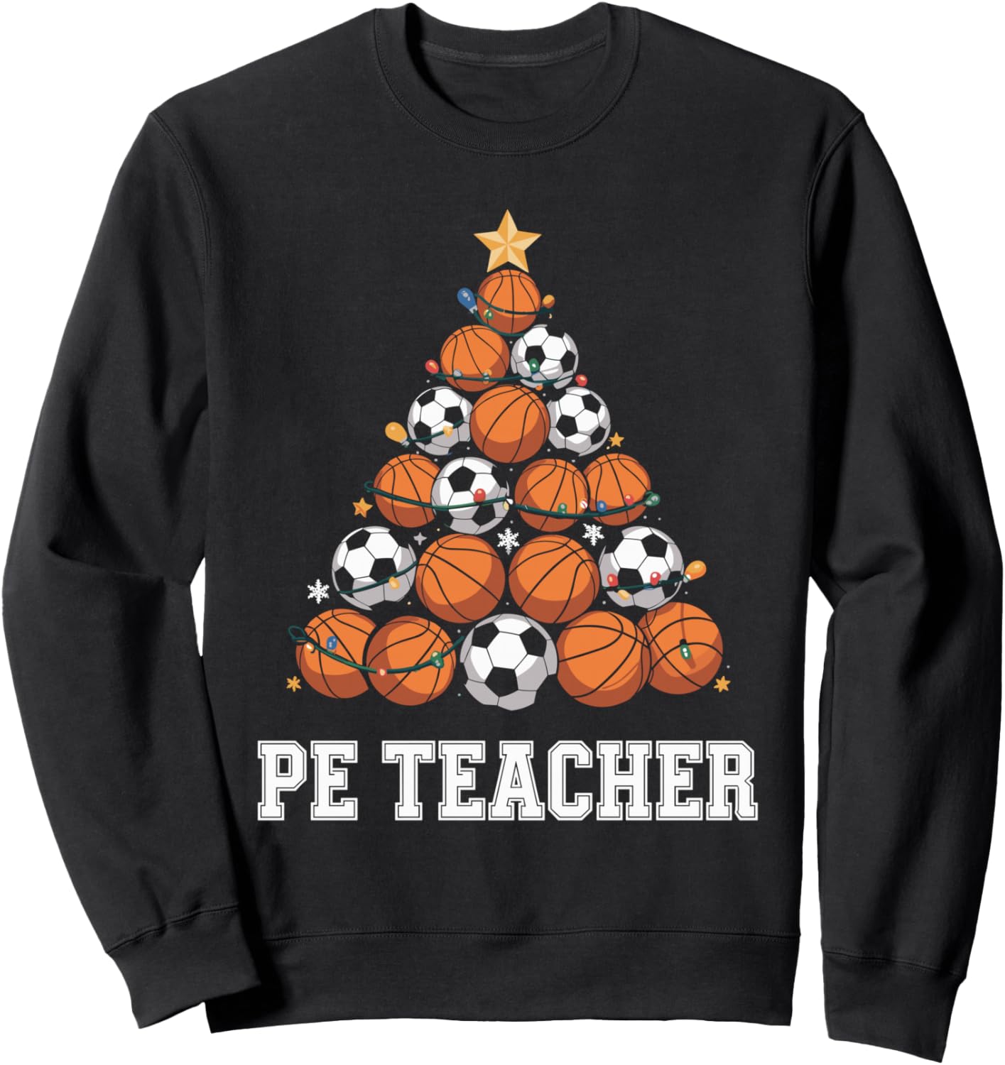 PE Teacher Basketball Christmas Tree Physical Education Xmas Sweatshirt
