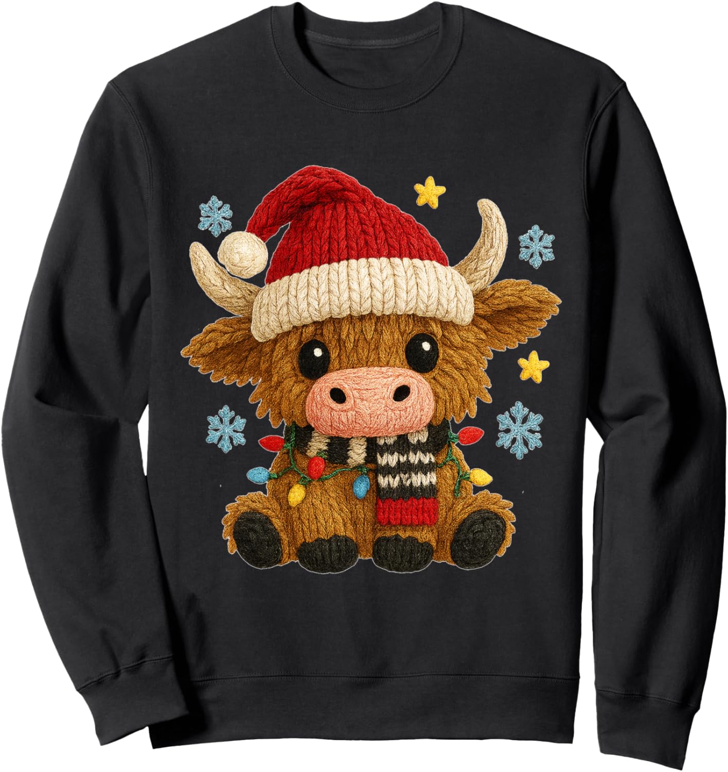 Crochet Yarn Highland Cow Christmas Western Girly Xmas Sweatshirt