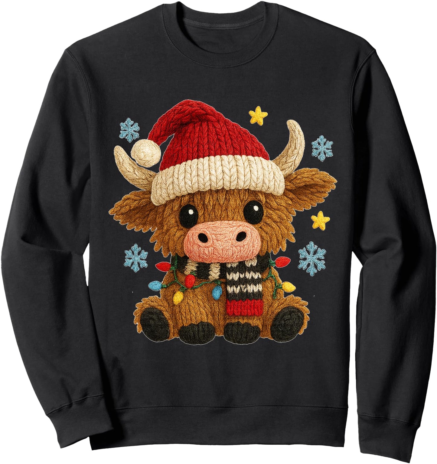 Crochet Yarn Highland Cow Christmas Western Girly Xmas Sweatshirt