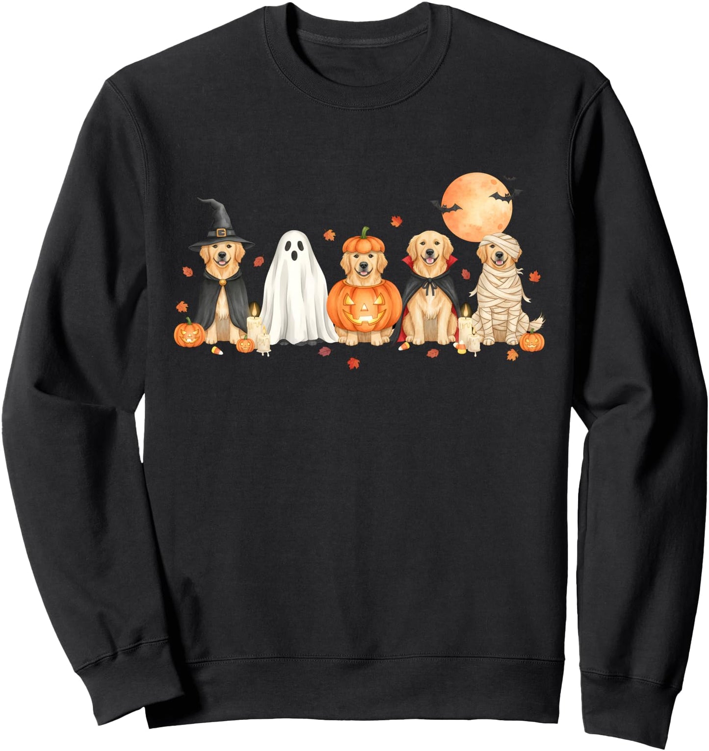 Spooky Golden Retriever Dogs Ghost Witch Mummy Costume Sweatshirt