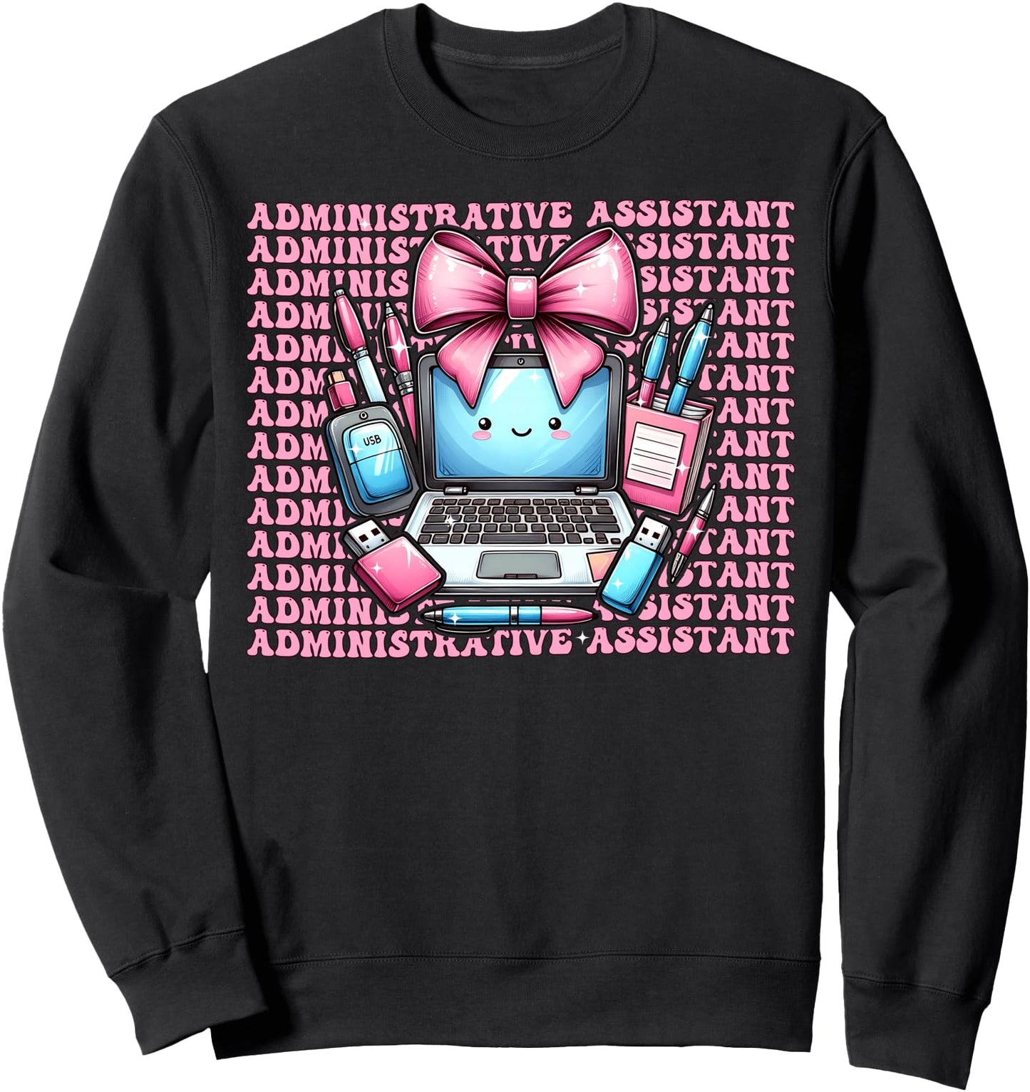 Administrative Assistant Admin Girl Coquette Bow Pink Sweatshirt