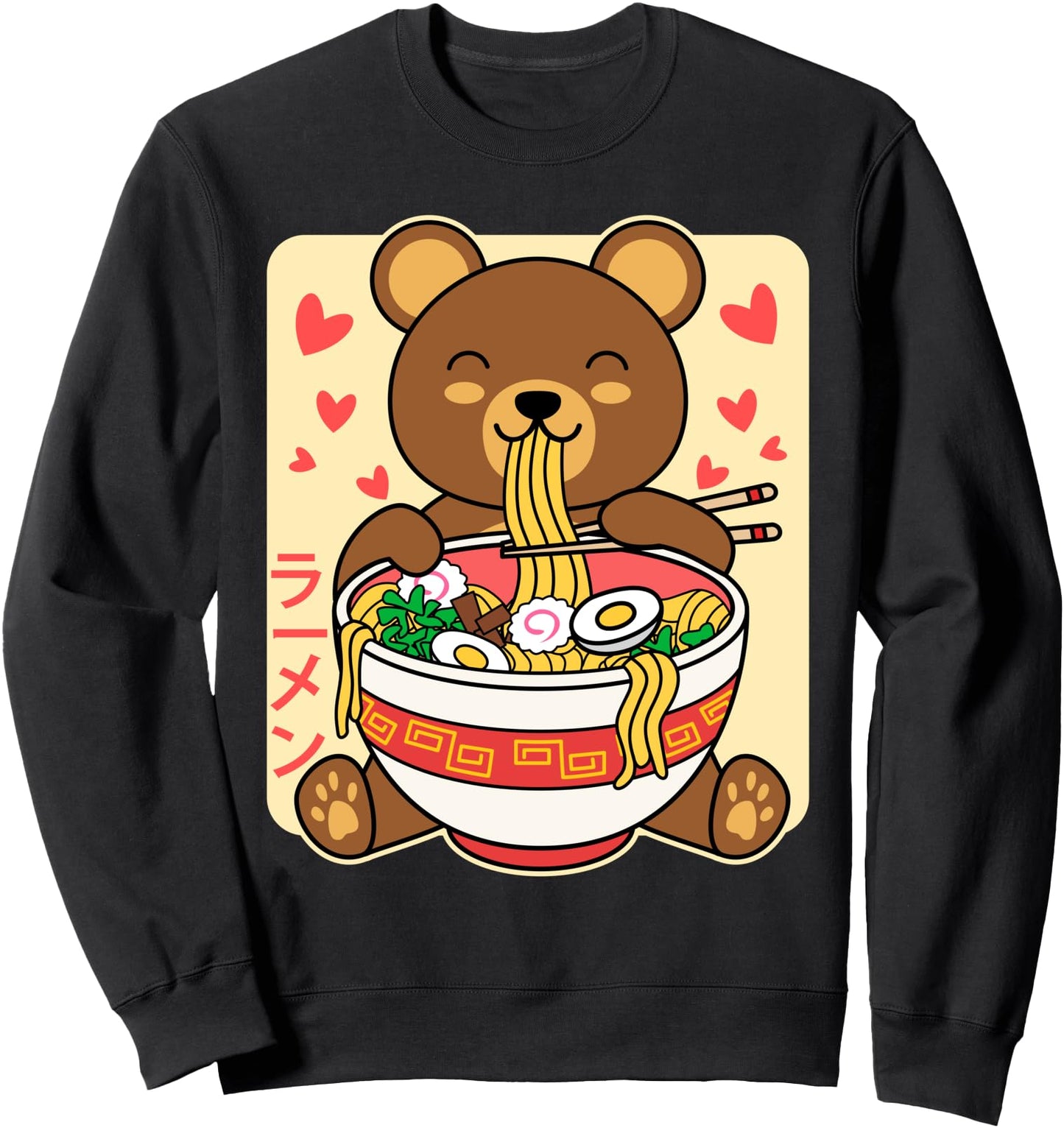 Kawaii Anime Bear Eating Japanese Ramen Noodles Sweatshirt