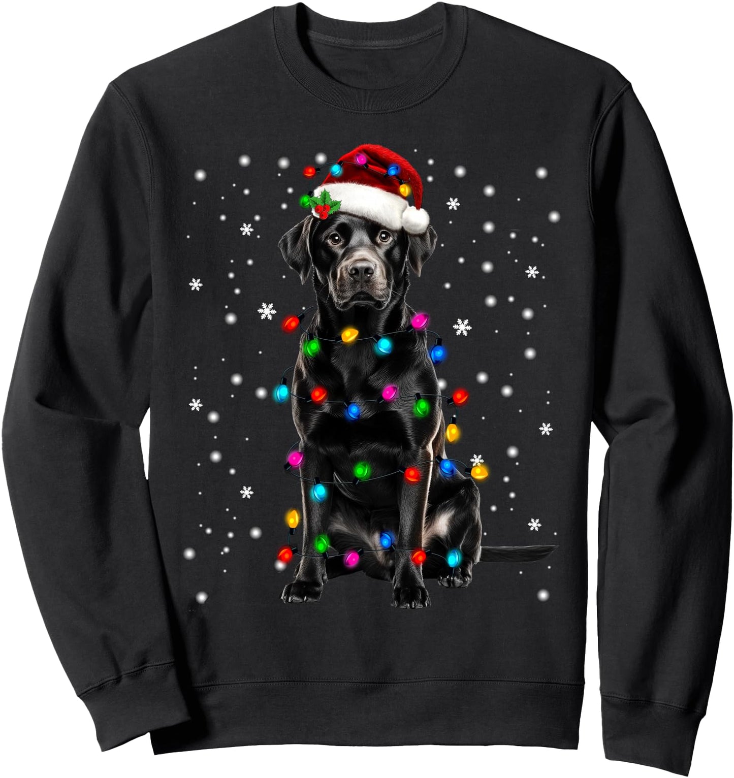 Black Labrador Christmas Tree Light Pajama Dog Lovers Xmas Sweatshirt