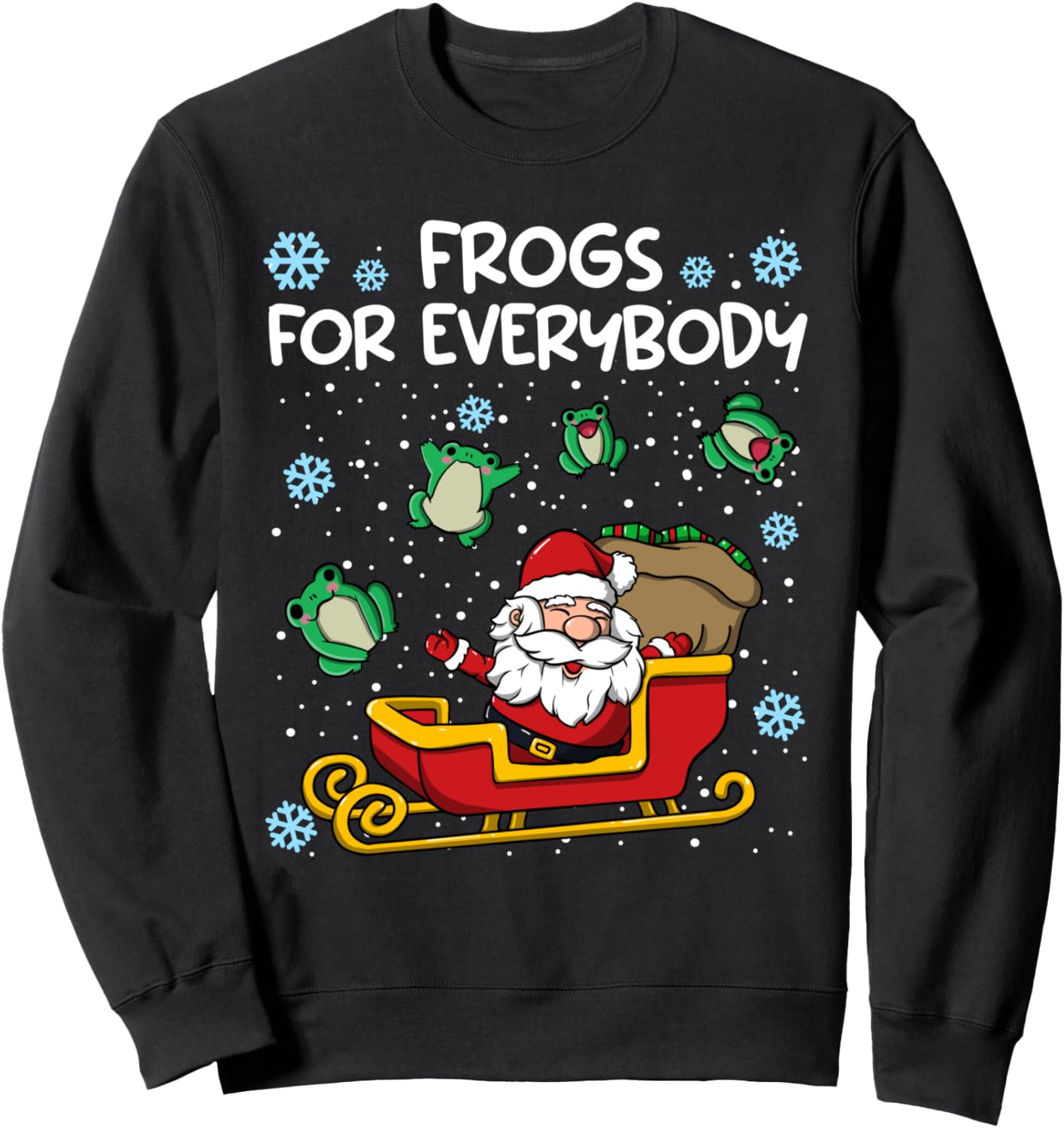 Frogs for Everybody Santa Sled Funny Christmas Frog Sweatshirt