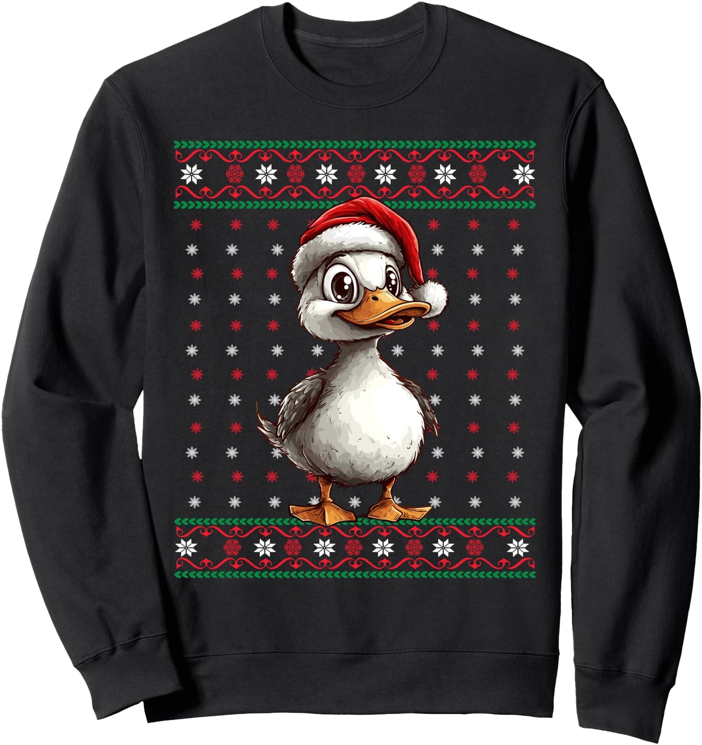 Ugly Christmas Sweater Duck Lover Santa Hat Funny Holiday Sweatshirt
