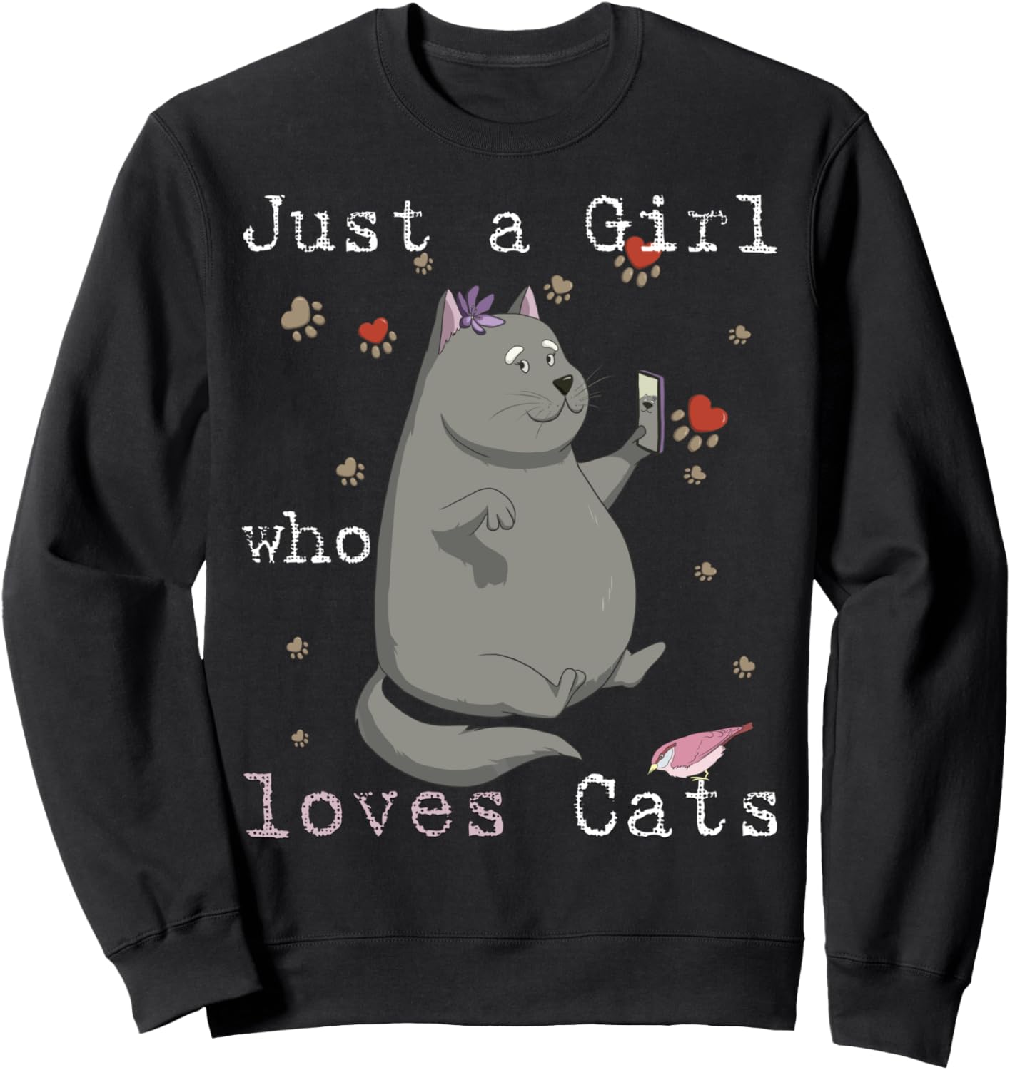 Just Girl Who Loves Cats Cute Kawaii Anime Cat Lover Blogger Sweatshirt