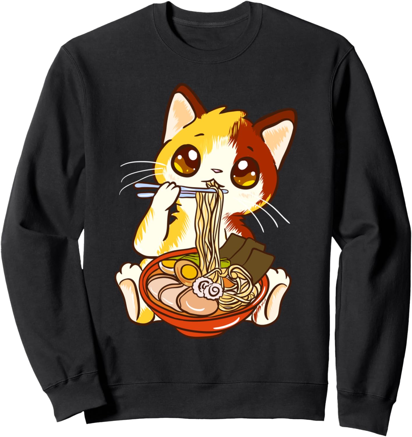 Kawaii Calico Kitty Japanese Anime Cat Ramen Sweatshirt