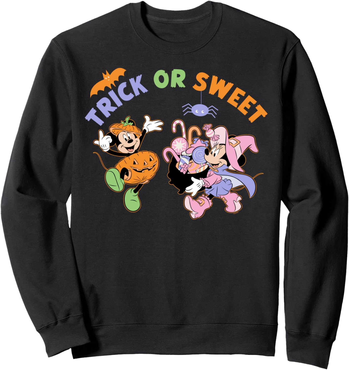 Disney Mickey & Minnie Trick or Sweet Cute Halloween Sweatshirt