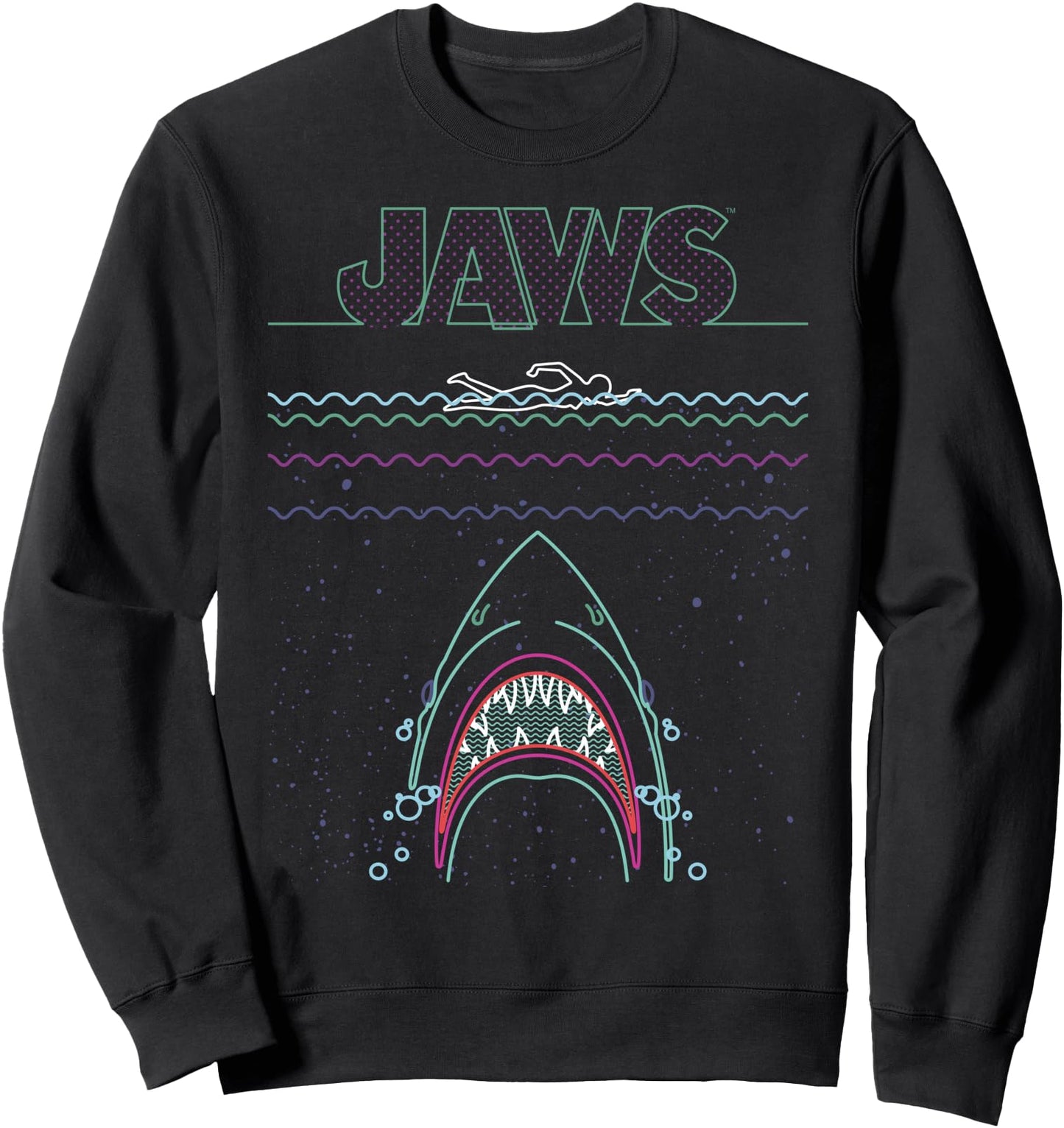 Jaws 50th Anniversary Poster Line Art Front & Back Sweatshirt