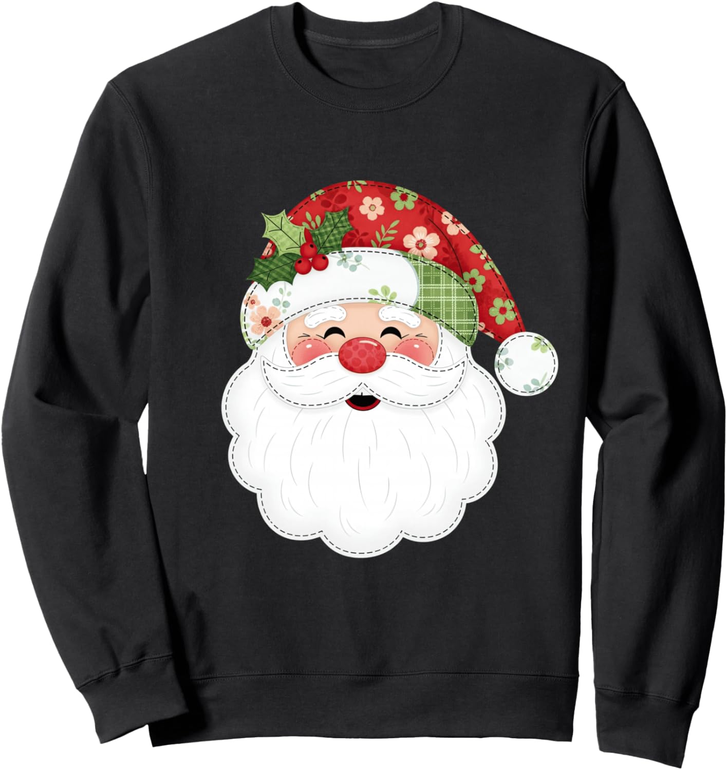 Christmas Santa Face Patchwork Holiday Season Family Xmas Sweatshirt