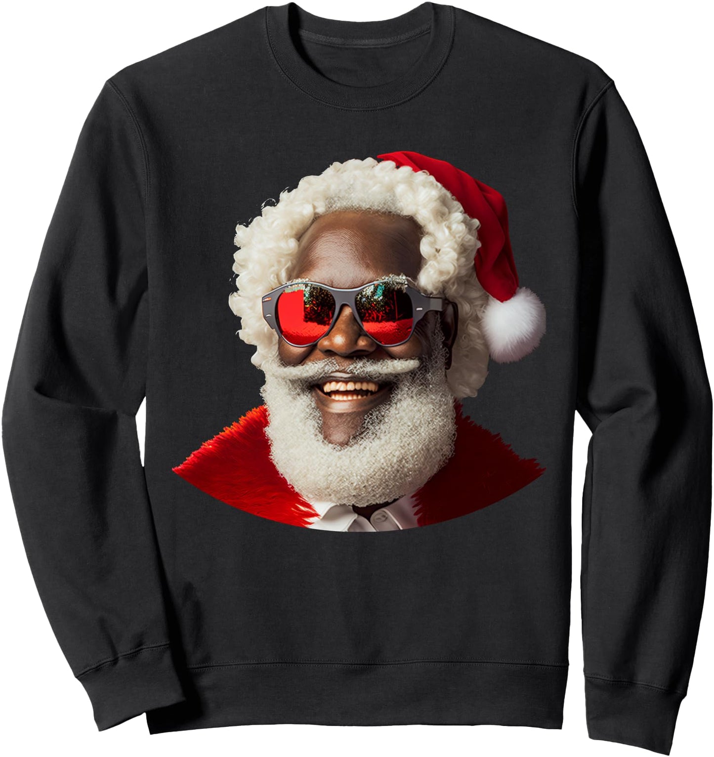 Santa Afro African American Santa Black Christmas Pajamas Sweatshirt