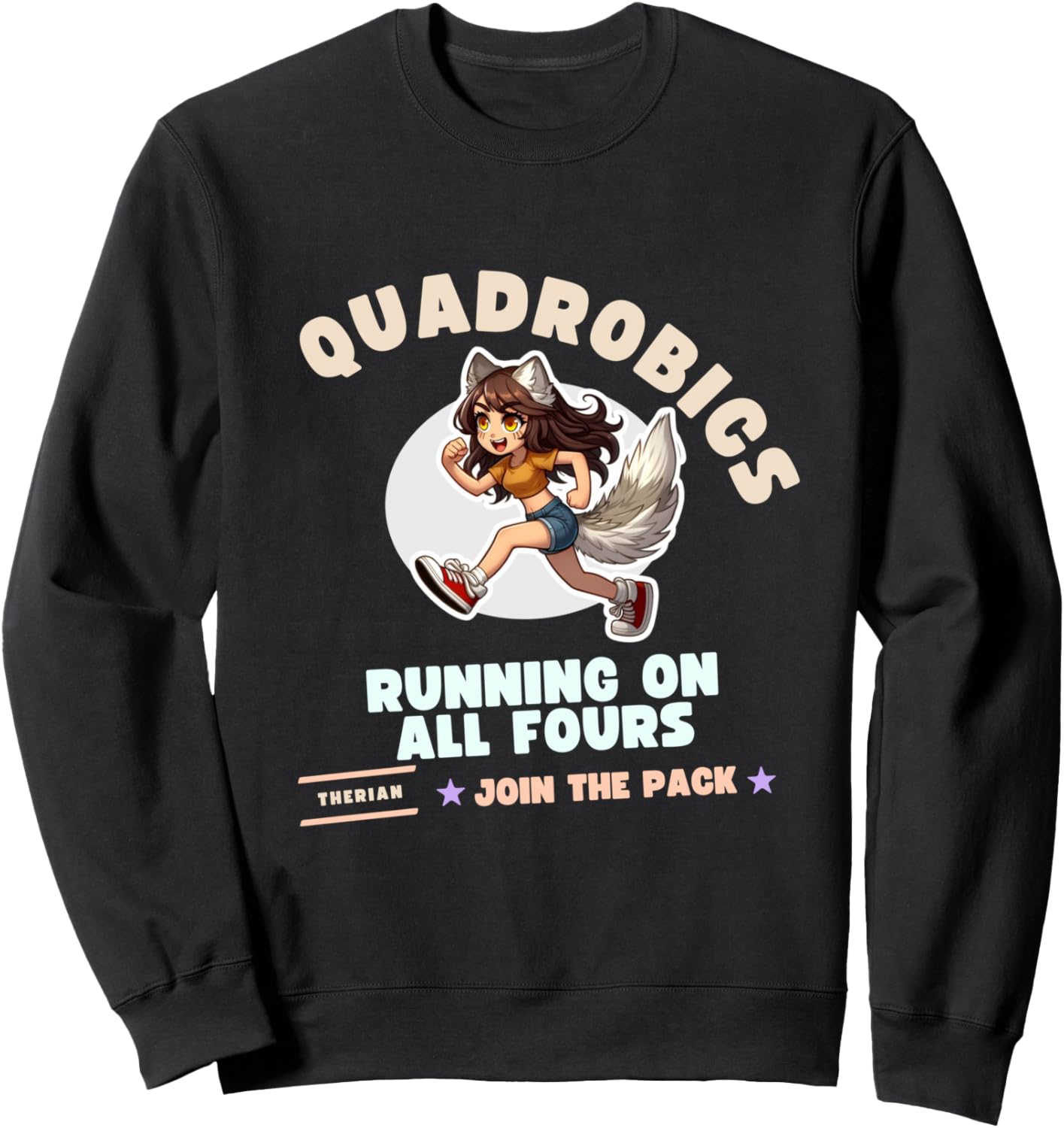 Quardrobics Therian Gear For Teen Tween Girl Fox Wolf Cat Sweatshirt
